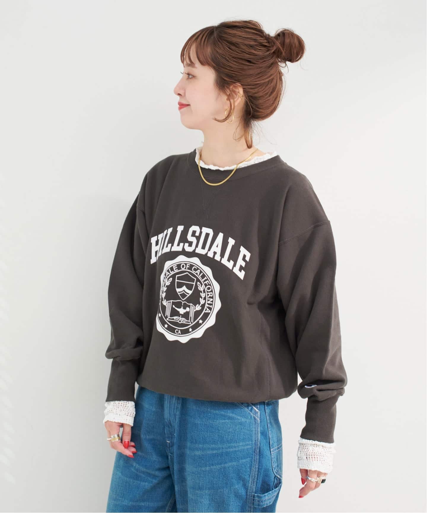 手洗い可 / ストレッチフラワーレースプルオーバー（Tシャツ