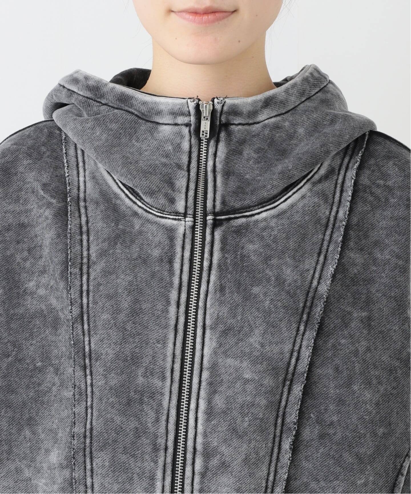 ウォッシュ加工 ファー ジップパーカー / Washed Faux Fur Zip Hoodie