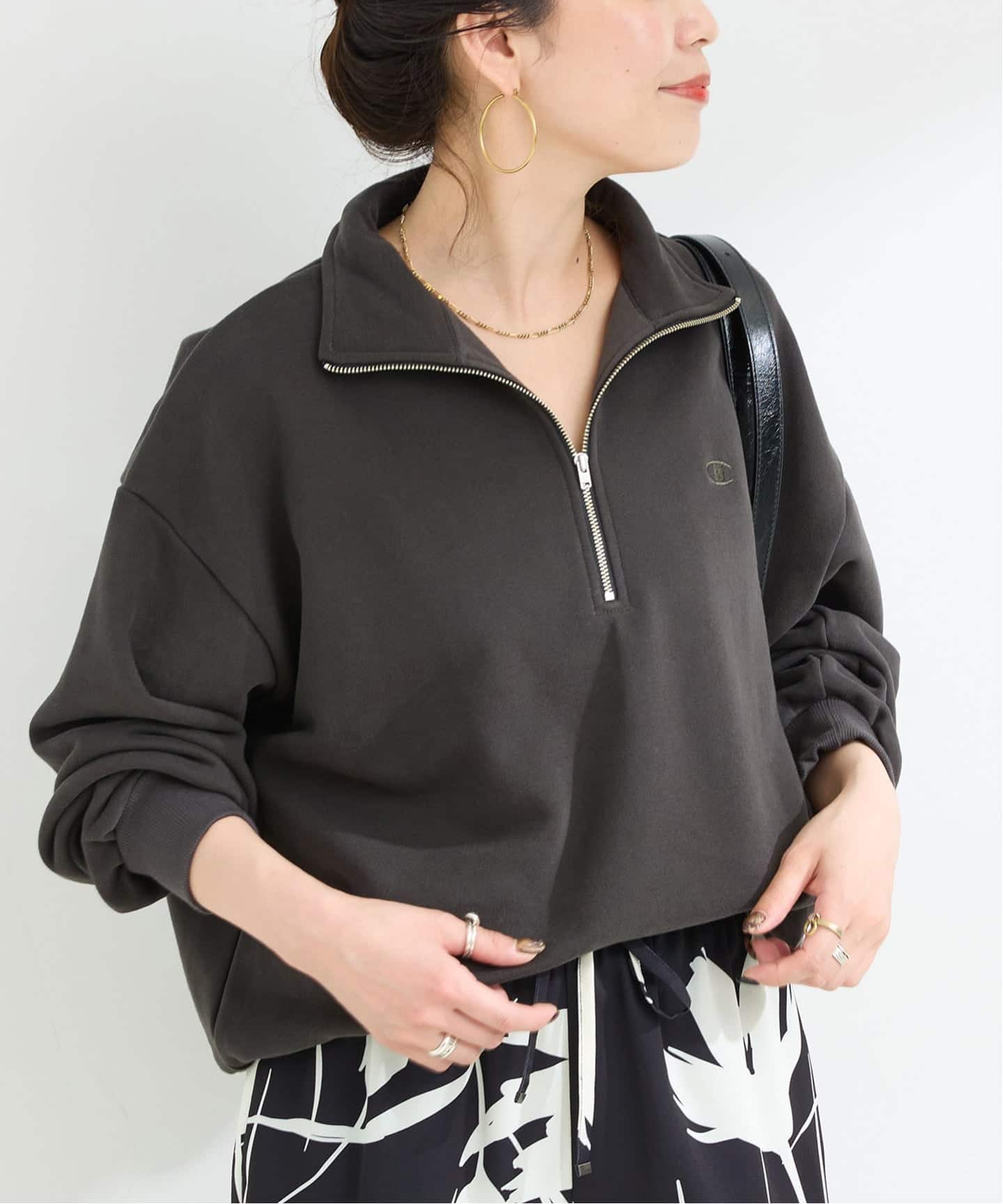 《予約》ウォッシャブル / Champion/チャンピオン CVC French Terry HALF ZIP SWEAT