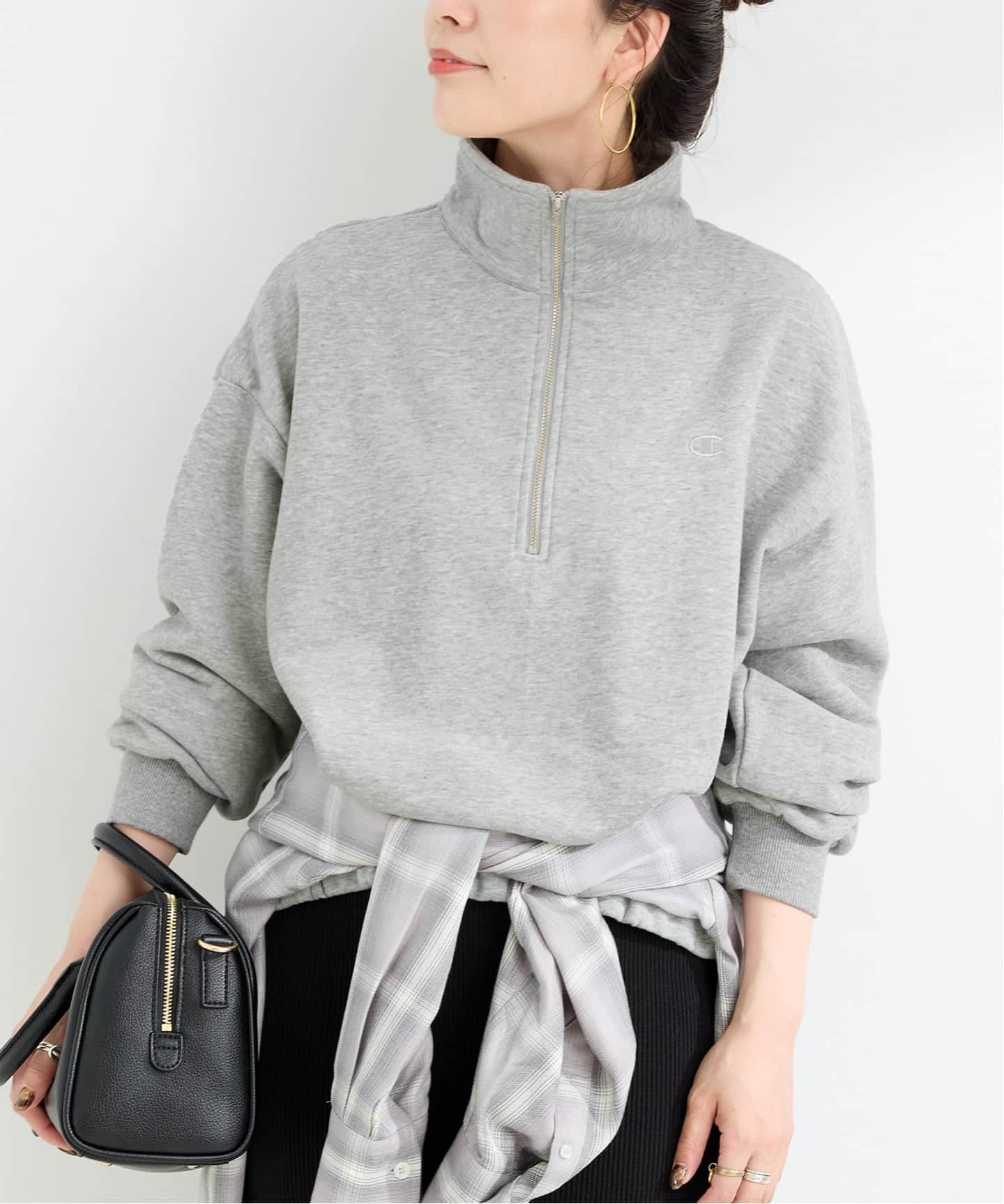 《予約》ウォッシャブル / Champion/チャンピオン CVC French Terry HALF ZIP SWEAT