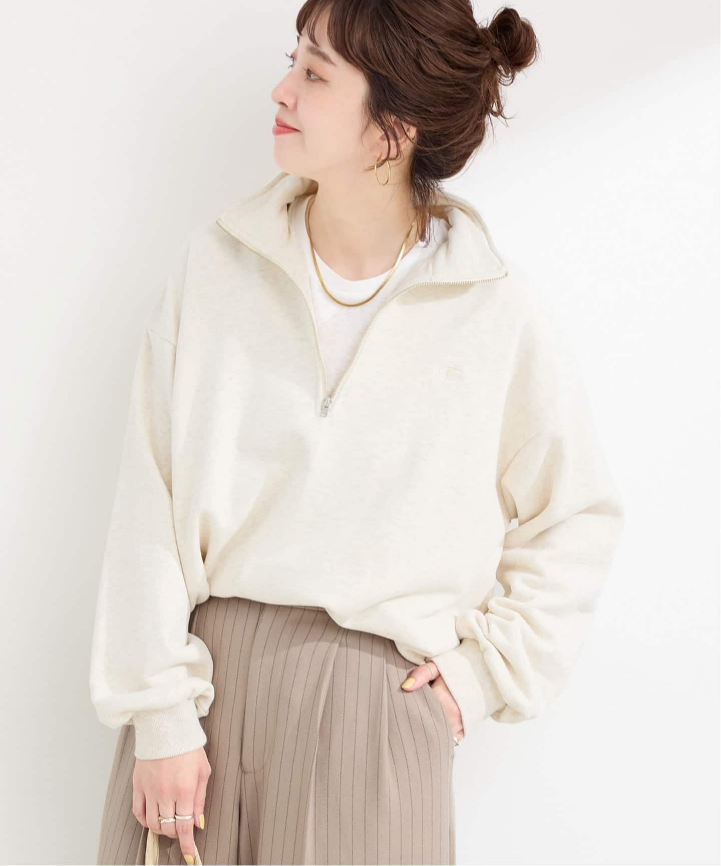 《予約》ウォッシャブル / Champion/チャンピオン CVC French Terry HALF ZIP SWEAT
