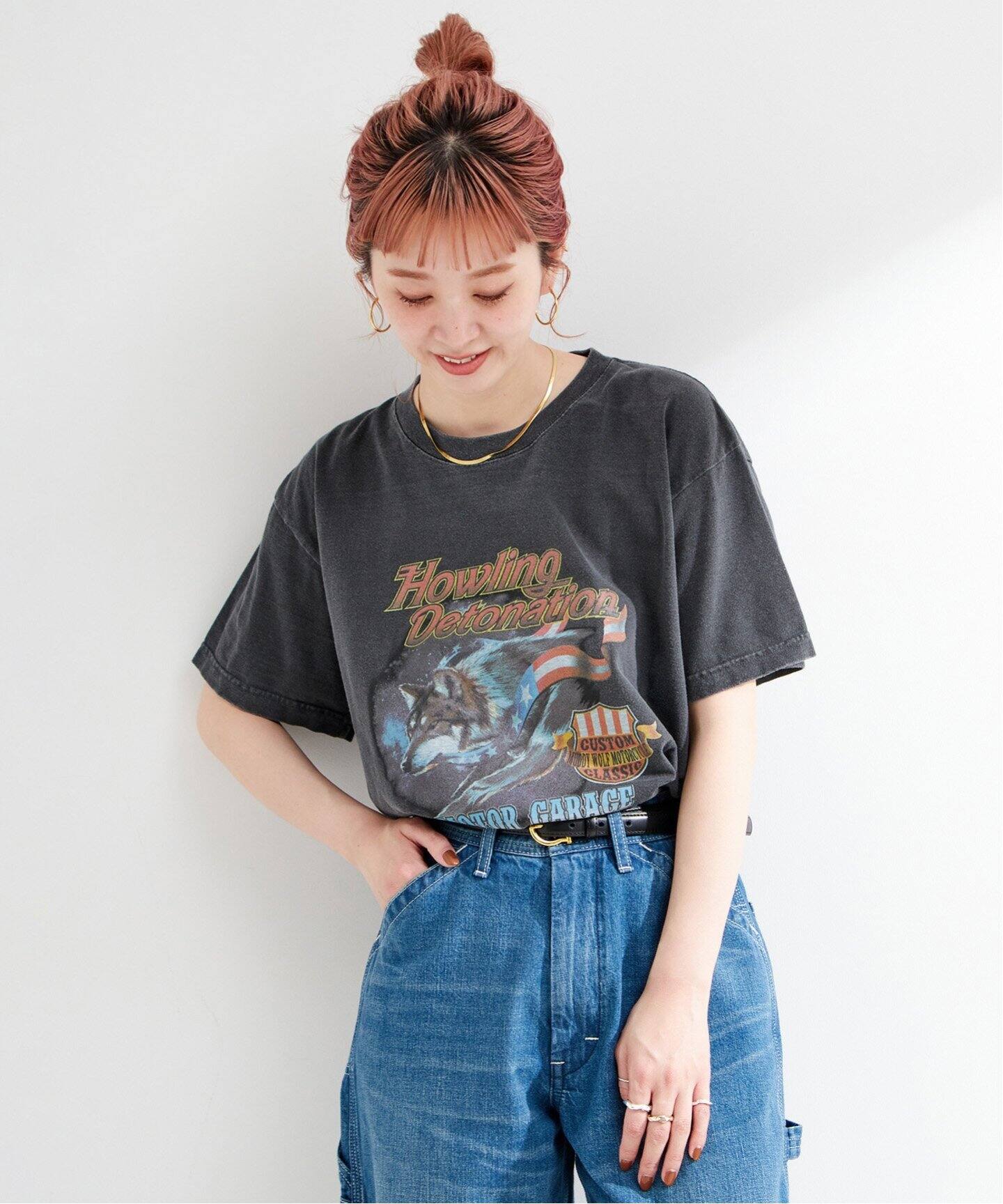 TMGE Tシャツ 濃紺 Sサイズ VIBE ON! ジャケット柄 セール】【ThatsthaT】VINTAGE STYLE ROUNDBODY Tシャツ（T