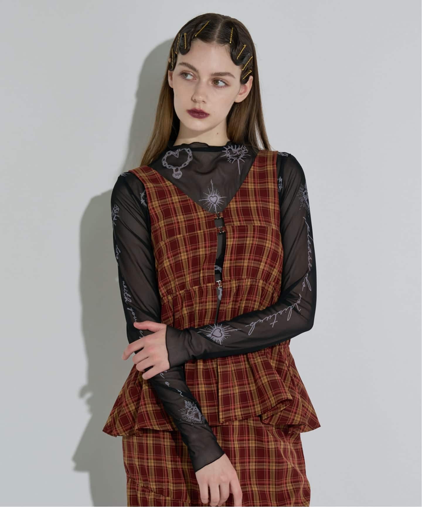 アナスイ ANNA SUI カットソー ANNA SUI NYC / アナスイエヌワイシー ハート総柄シアートップス