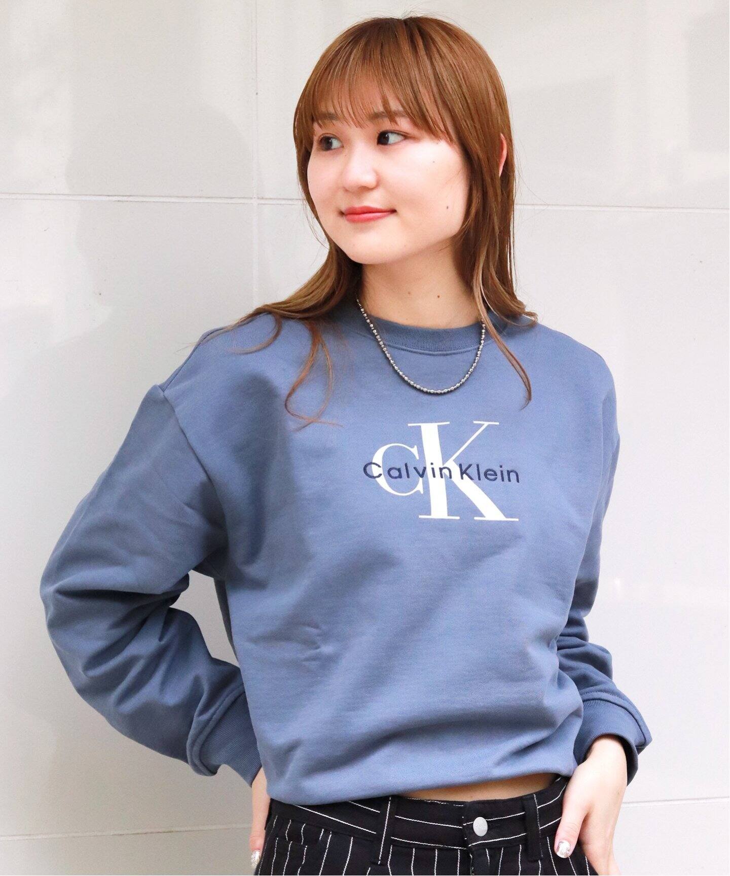 tシャツ   /カルバン クライン MONOLOGO FRENCH TERRY RLXD CREW レディース Calvin Klein /カルバン クライン MONOLOGO FRENCH TERRY RLXD