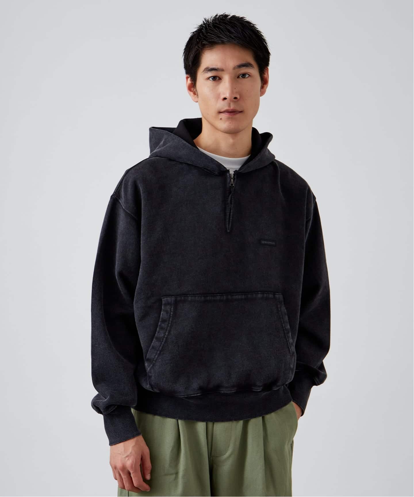 ANTS & ELEPHANTS】フェード加工 ハーフジップパーカー（パーカー