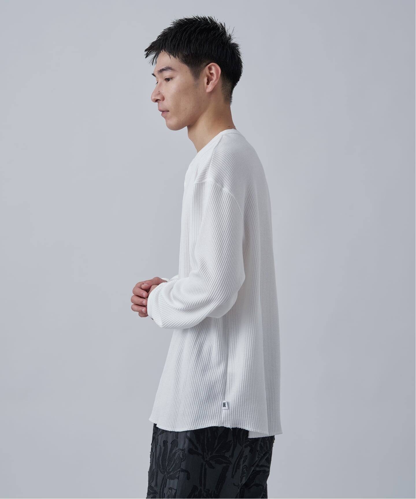 ANTS & ELEPHANTS】ワッフル ヘンリーネック ロングスリーブTシャツ（T
