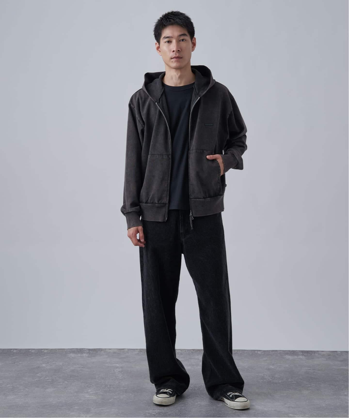 ANTS & ELEPHANTS】ブリーチ加工 ショート丈 ダブルジップ