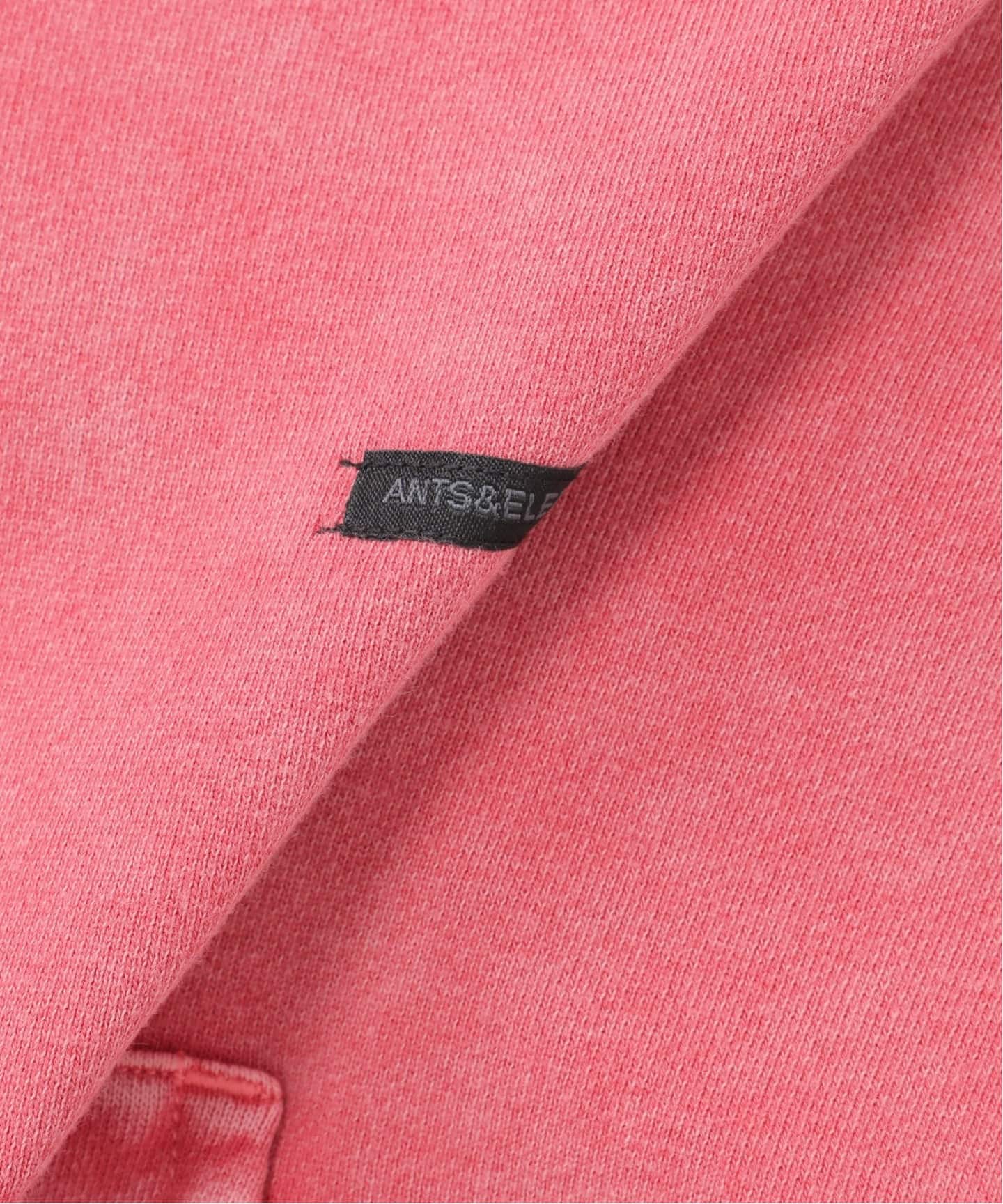 ANTS & ELEPHANTS】ブリーチ加工 ショート丈 ダブルジップ裏毛パーカー