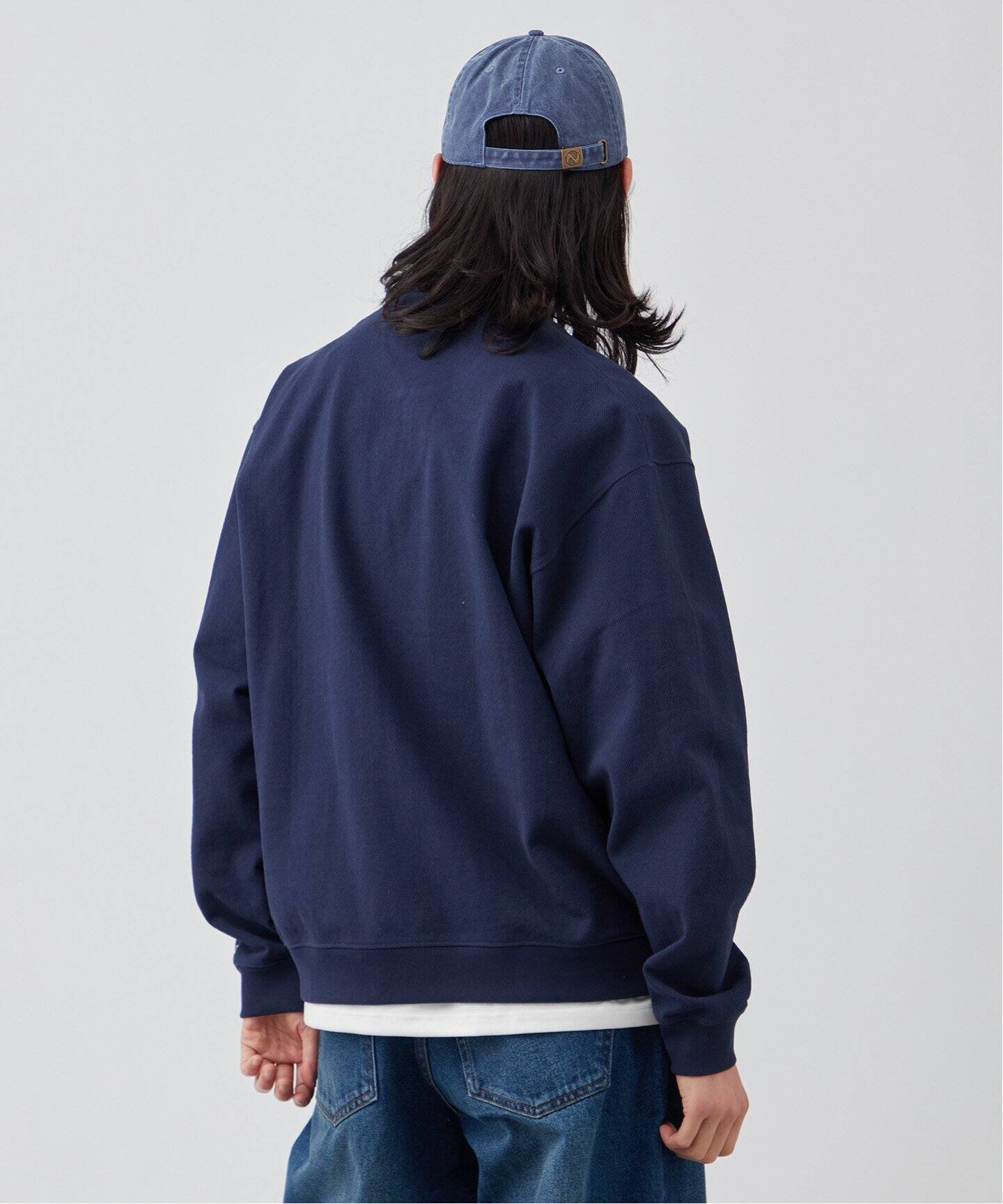 ANTS & ELEPHANTS】ジップ ヘンリーネックスウェット