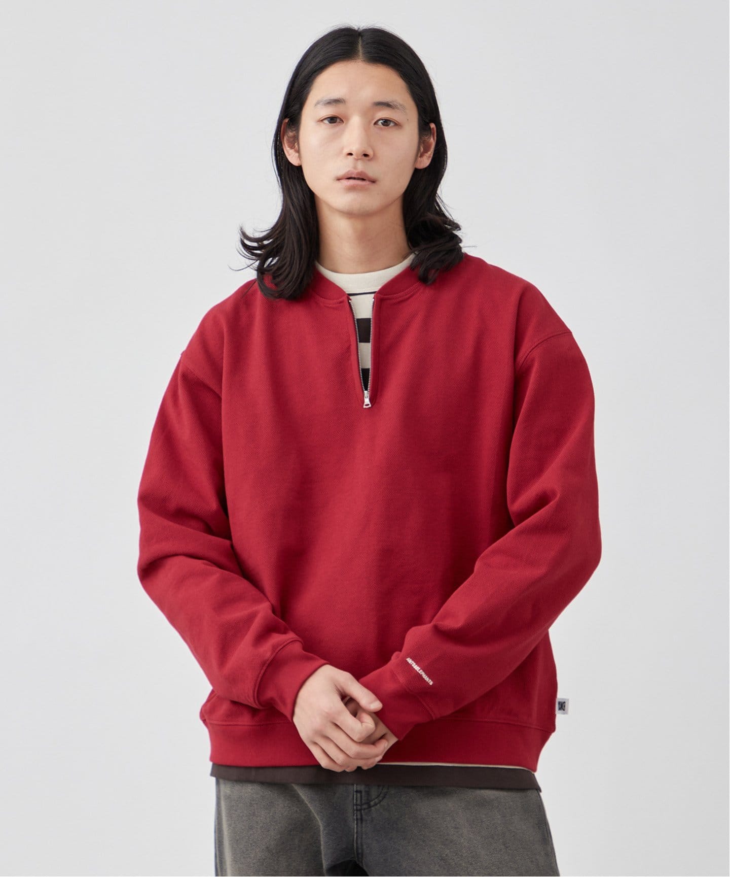 ANTS & ELEPHANTS】ジップ ヘンリーネックスウェット（スウェット