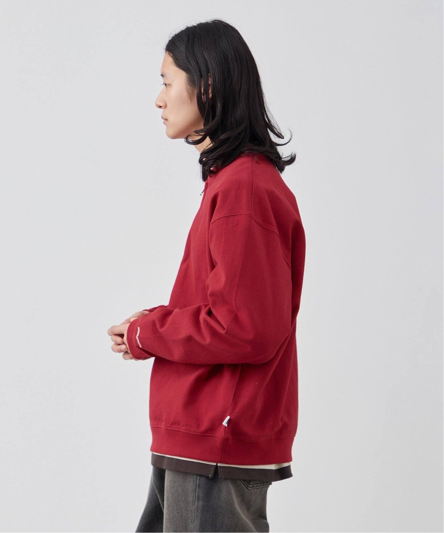 ANTS & ELEPHANTS】ジップ ヘンリーネックスウェット（スウェット