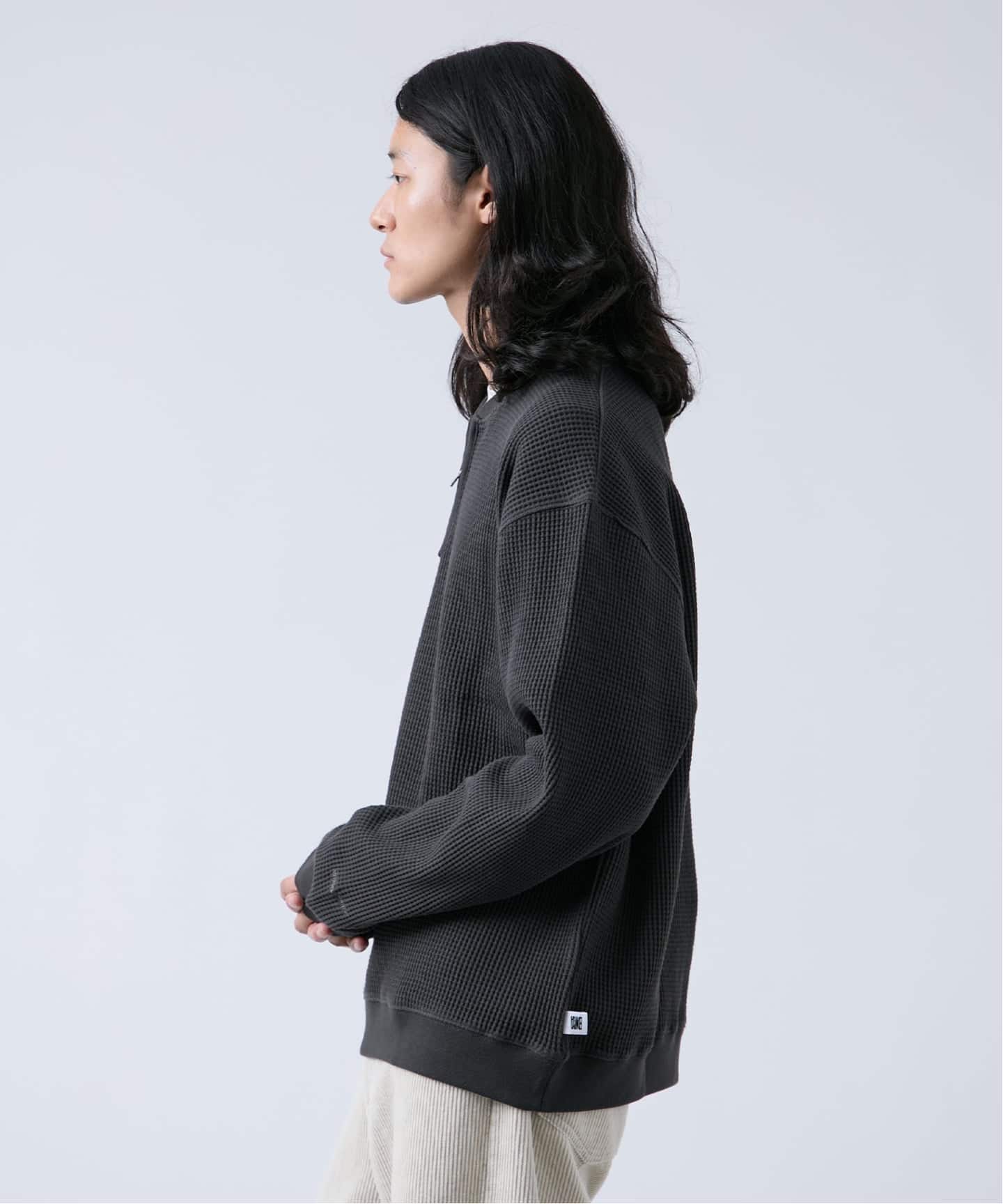 ANTS & ELEPHANTS】ジップ ワッフルヘンリーネックスウェット