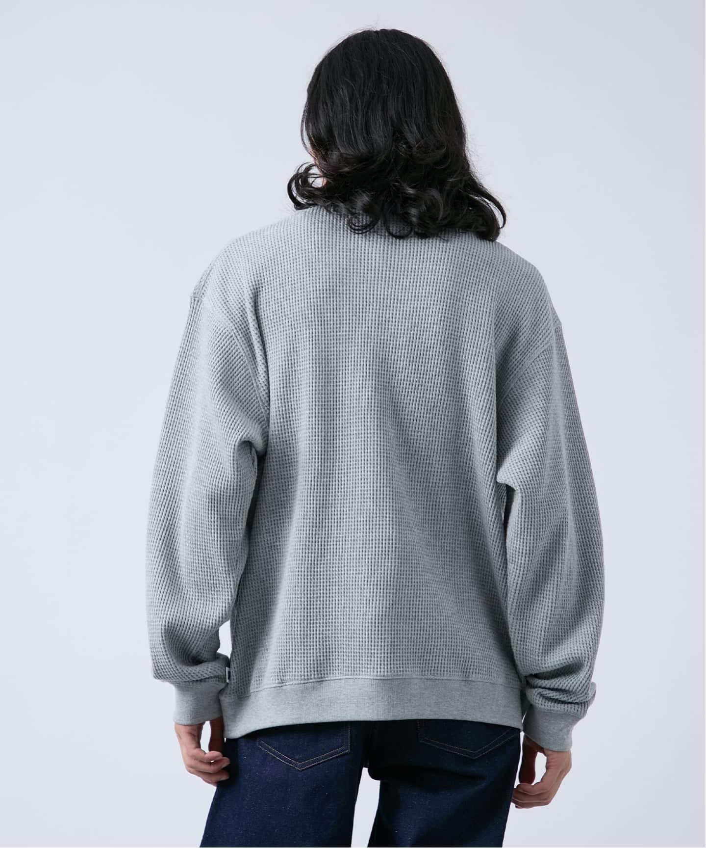 ANTS & ELEPHANTS】ジップ ワッフルヘンリーネックスウェット