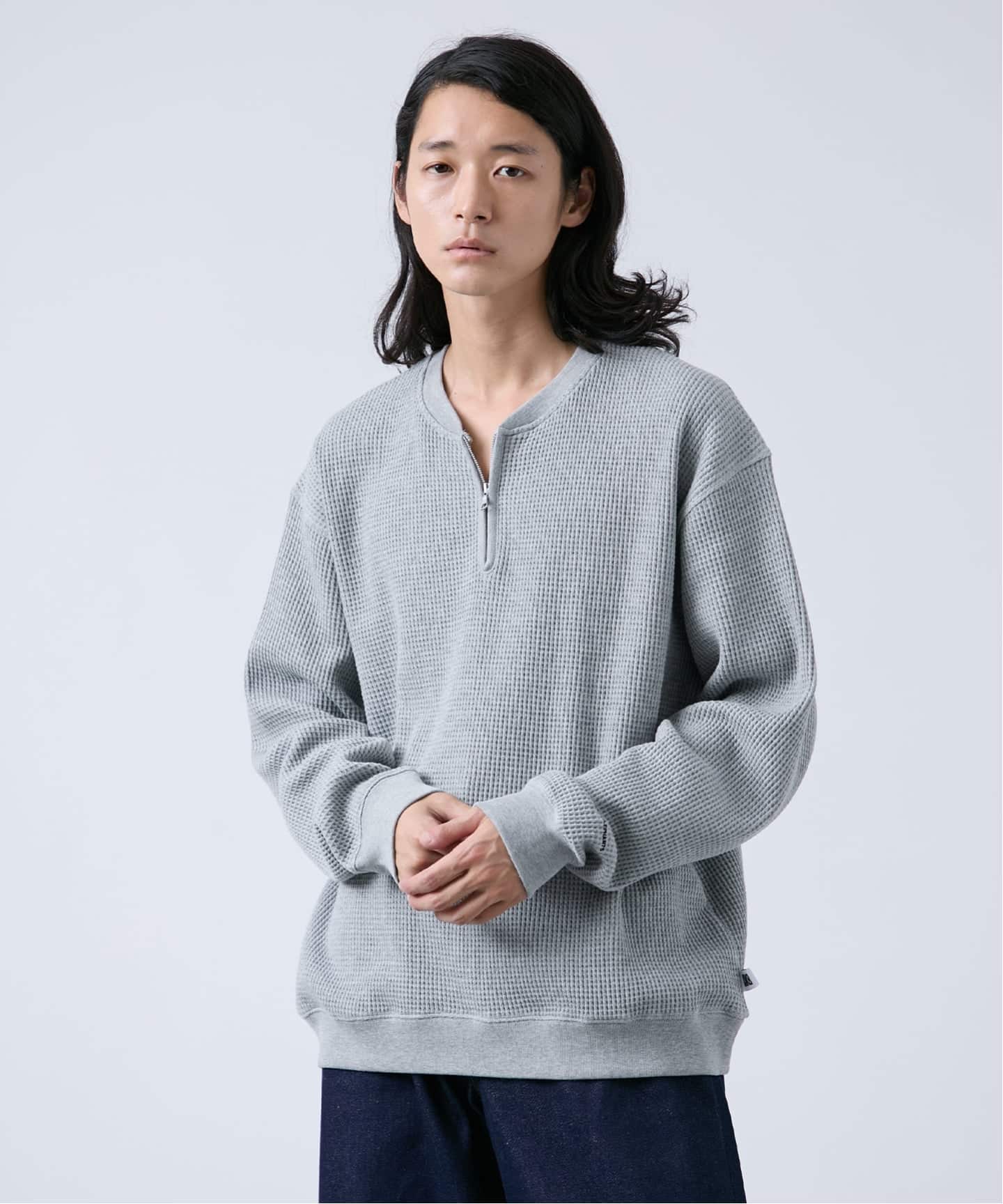 エストネーション　グレー　トップス　スウェット　　Vネック　ダンボール素材 エストネーション グレー トップス スウェット Vネック