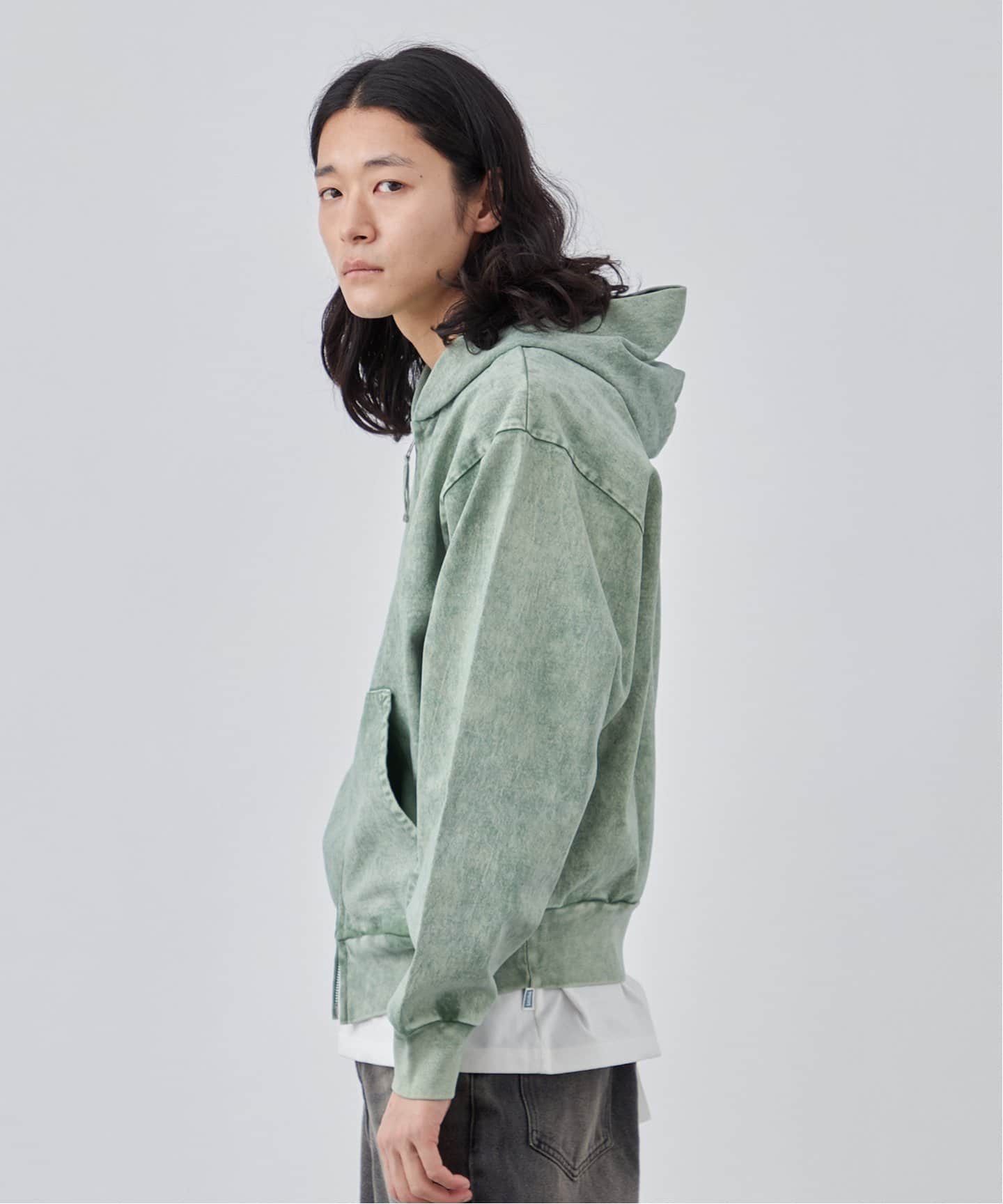 Afb ハンドメイド パーカー BEN DAVIS（ベンデイビス）】LETTERS FADED ZIP HOODIE