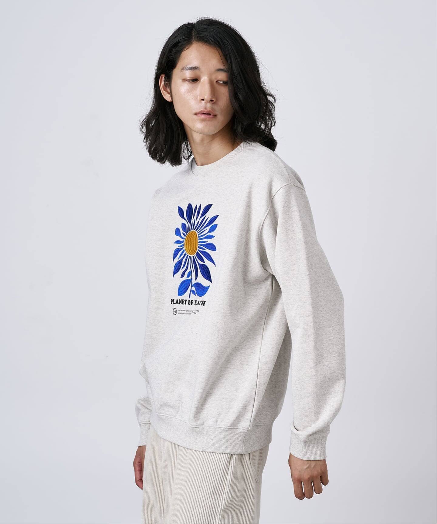 PLANET OF EARTH】 エンブロイダリー フラワースウェット（スウェット