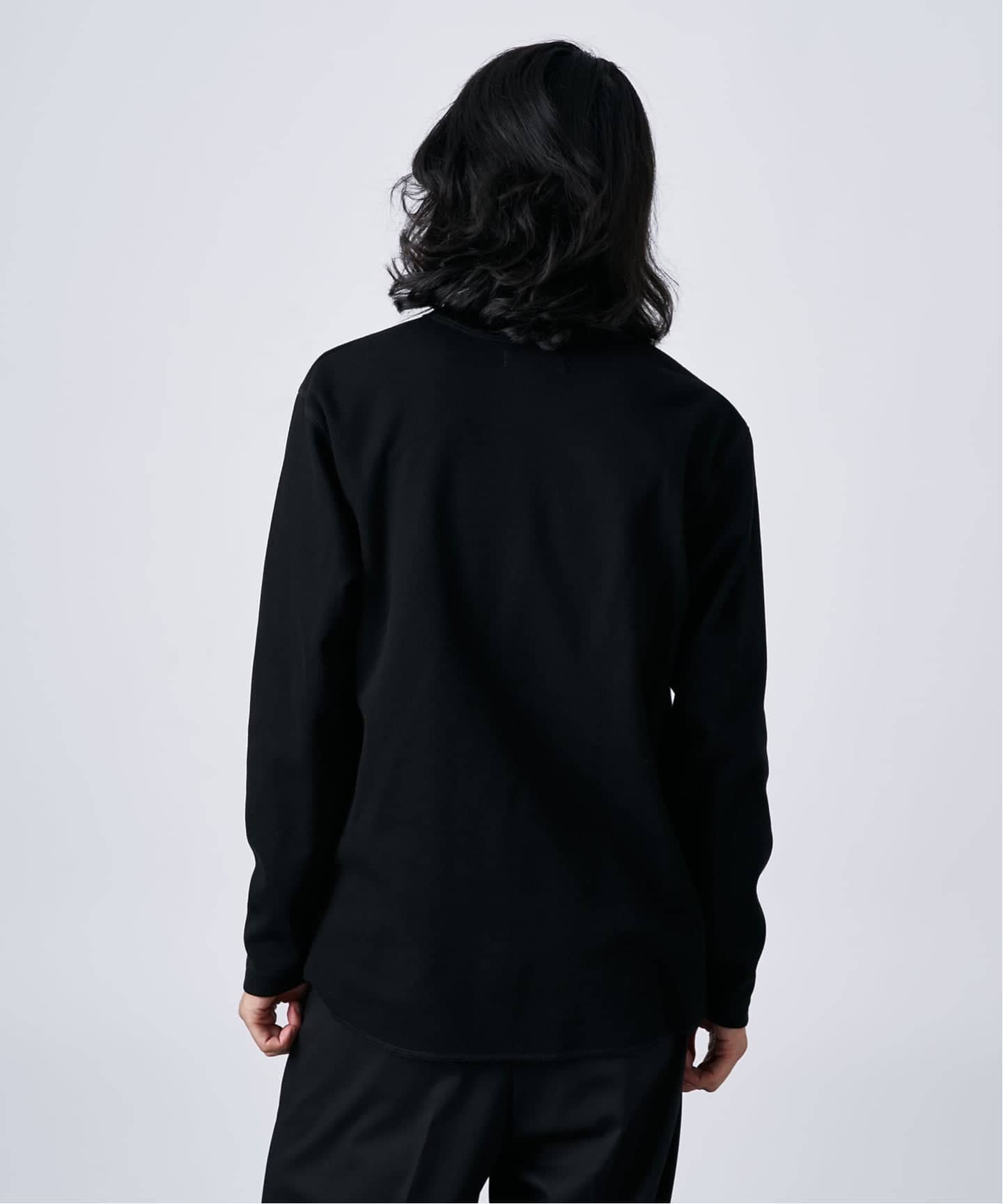 クレッシェント⭐︎カットソー　ブラック 裏起毛 ハニカムサーマル ロングスリーブTシャツ（Tシャツ／カットソー