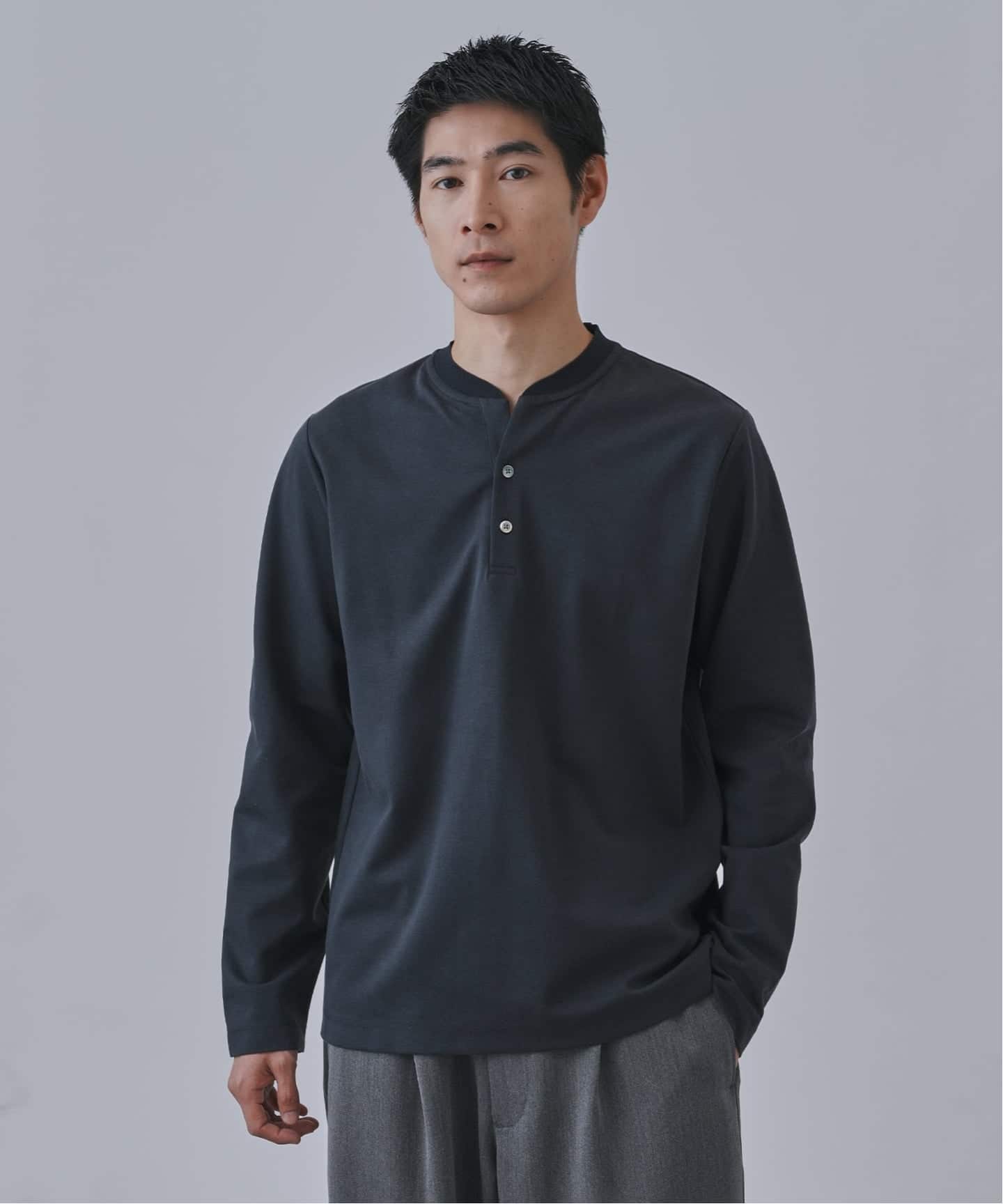 ツイルダンボール ヘンリーネックロンTEE（Tシャツ／カットソー）｜B.C
