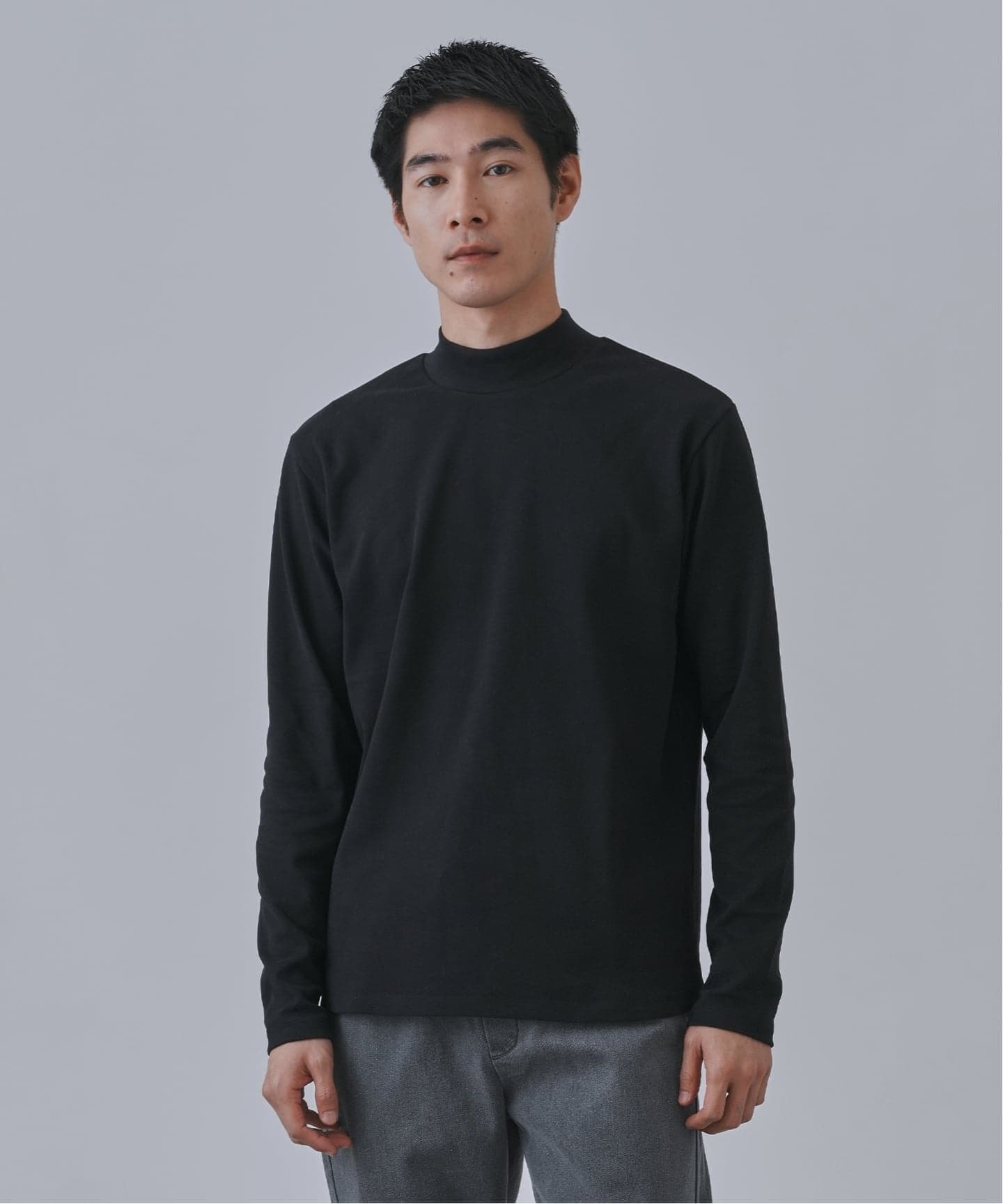 起毛 スムースモックネックロングスリーブTシャツ（Tシャツ