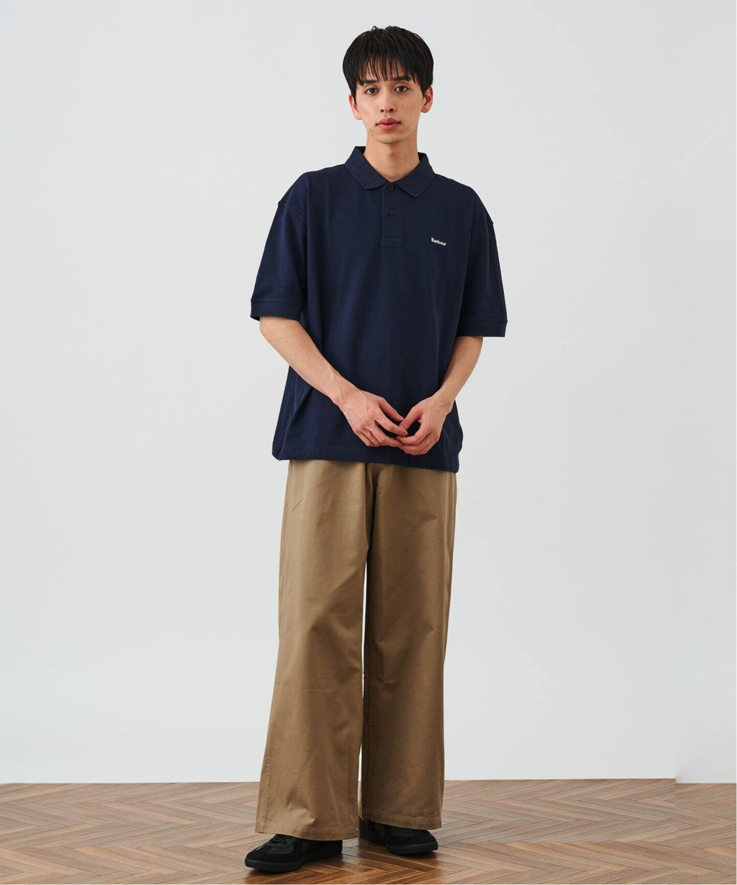 Barbour ポロシャツ　ネイビー　38 BARBOUR / バブアー】 ヘクサム オーバーサイズ ポロシャツ