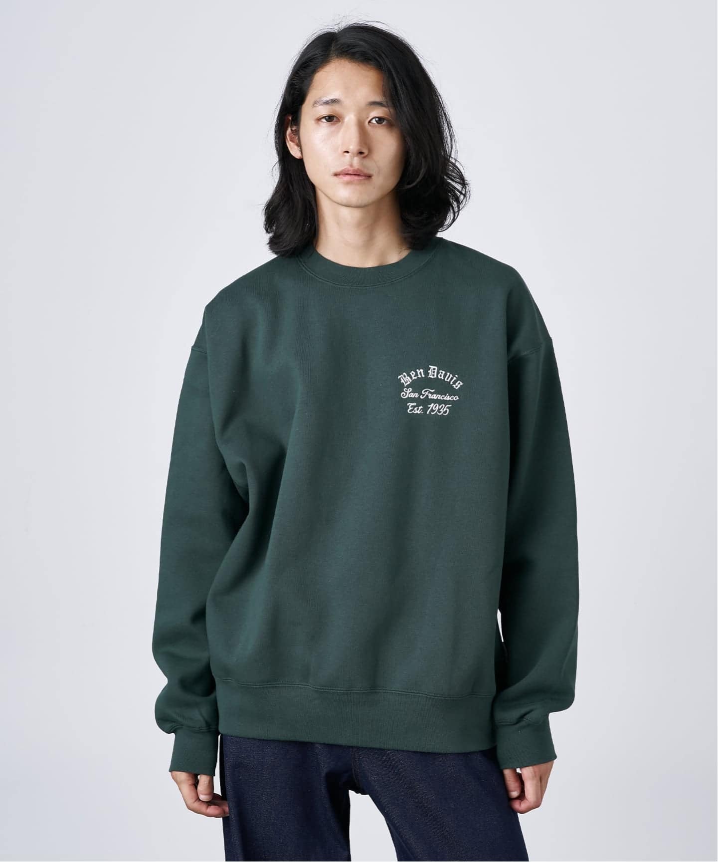 【BEN DAVIS】LOWRIDER　EMB　CREW　CHACOAL BEN DAVIS】LOWRIDER EMB CREW CHACOAL BEN DAVIS 691, LONG