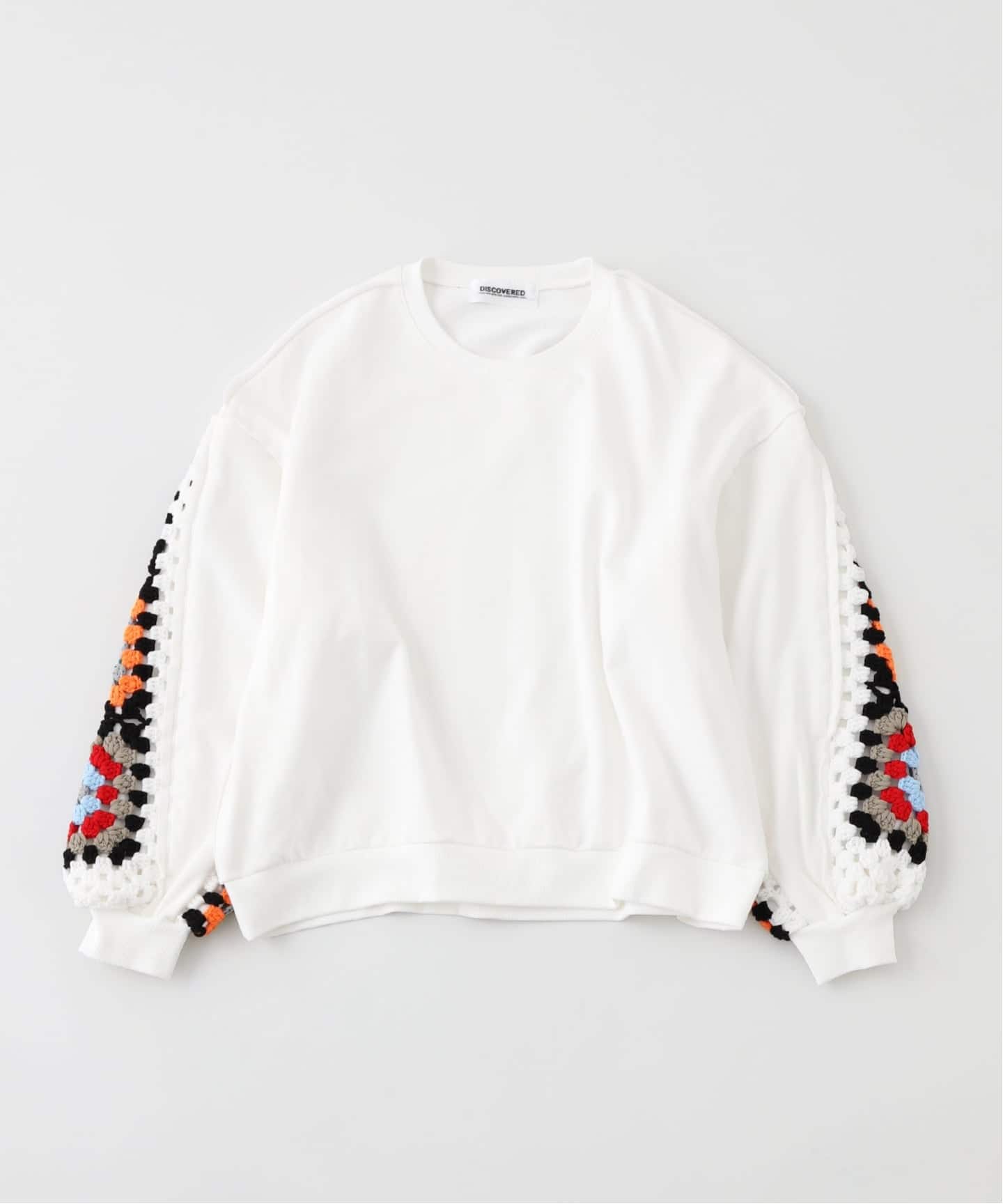 DISCOVERED / ディスカバード CROCHET SLEEVE SWEAT（スウェット