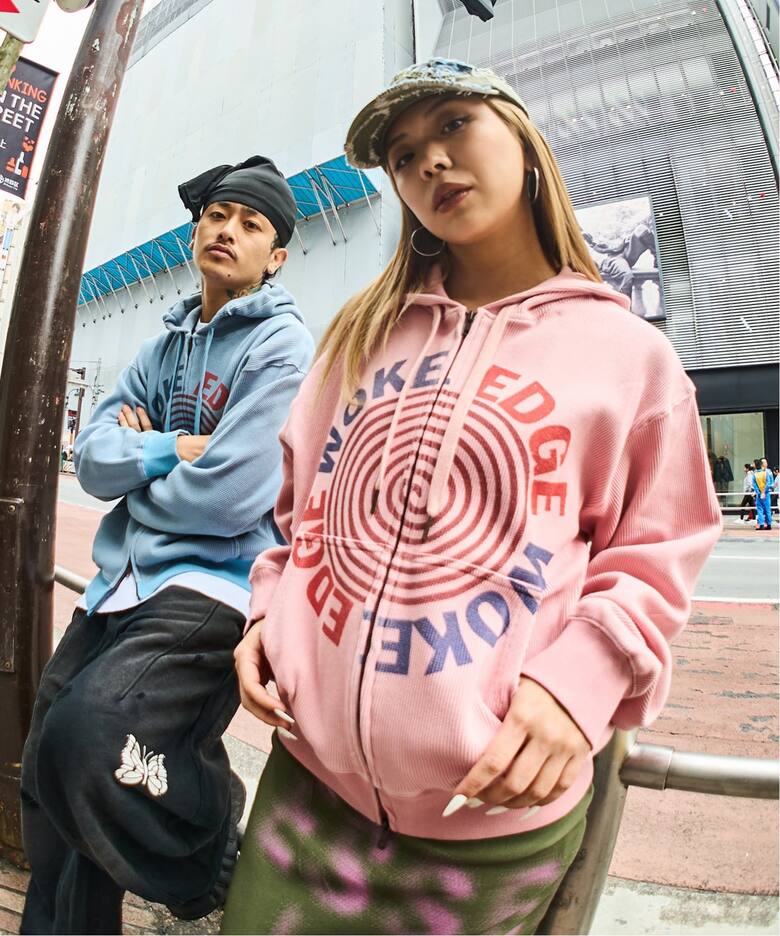 WOKE EDGE / ウォークエッジ Washed Thermal Zip Hoodie（パーカー 