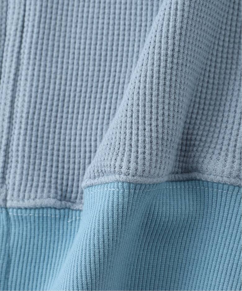 WOKE EDGE / ウォークエッジ Washed Thermal Zip Hoodie（パーカー WOKE EDGE Washed Thermal Zip Hoodie BLUE
