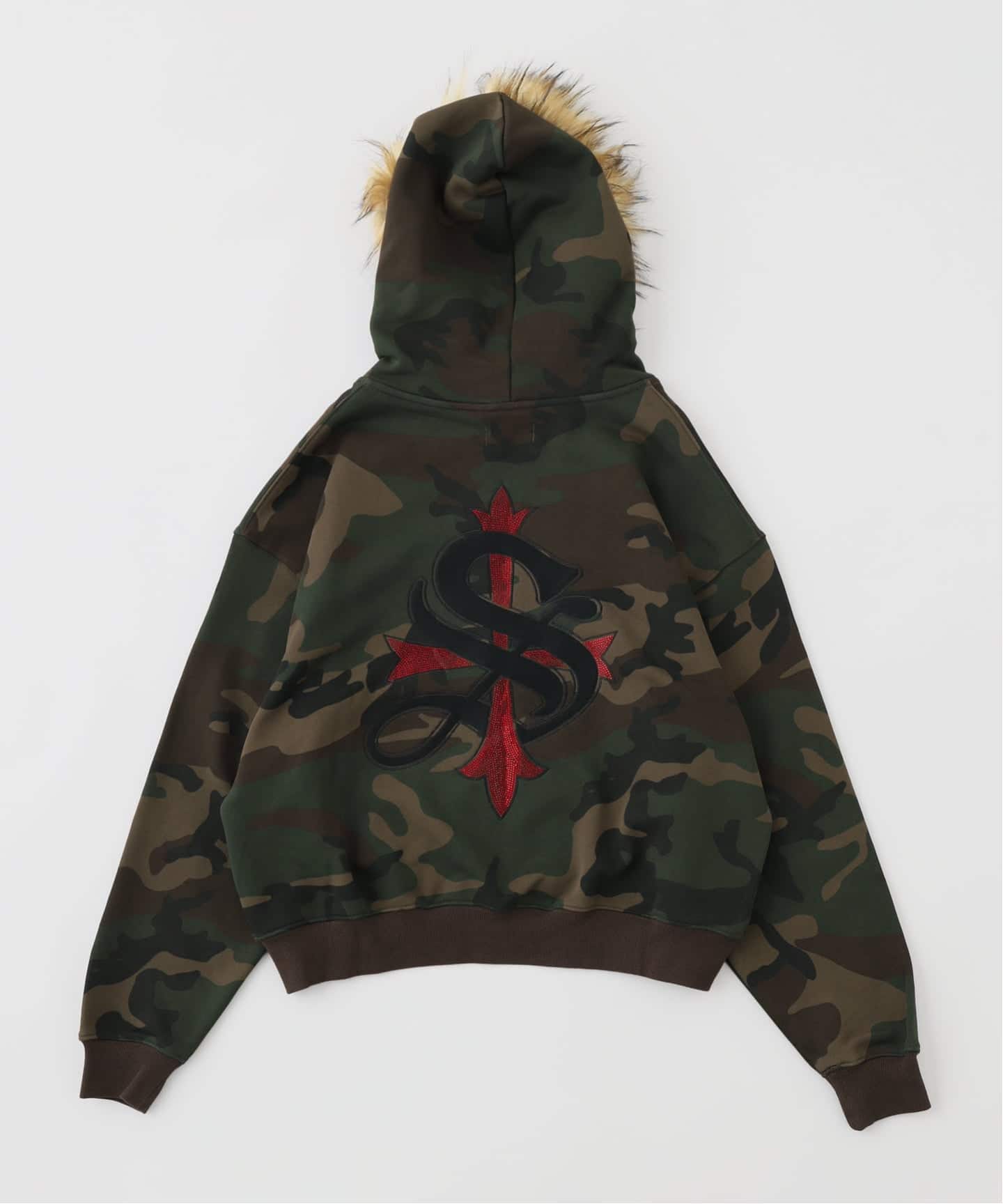 トップス SUPPLIER FAUX FUR CROSS ZIP HOODIE SUPPLIER】FAUX FUR CROSS ZIP HOODIE / 【サプライヤー】バックロゴ