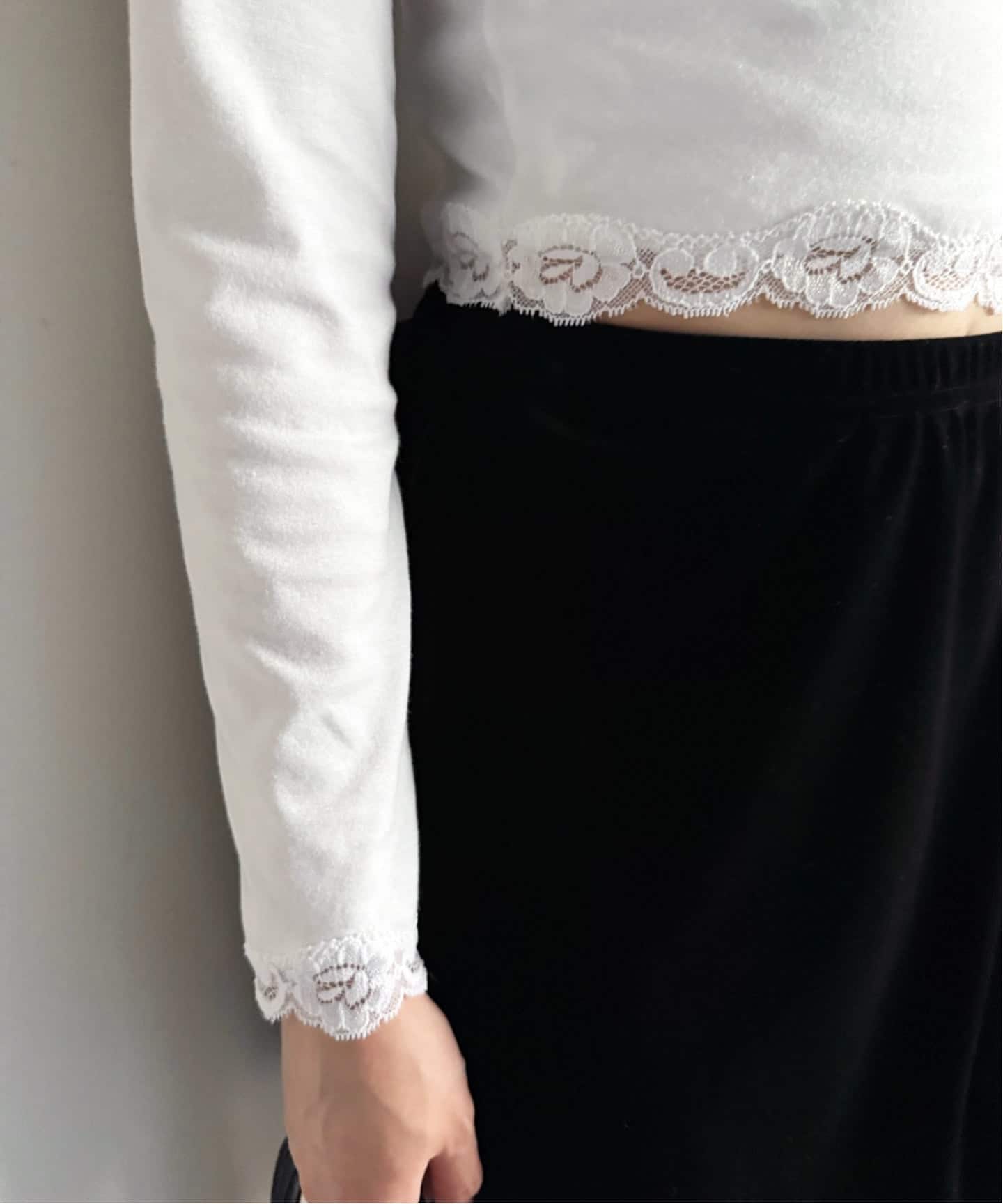 追加》レーストリムハイネックトップ（Tシャツ／カットソー