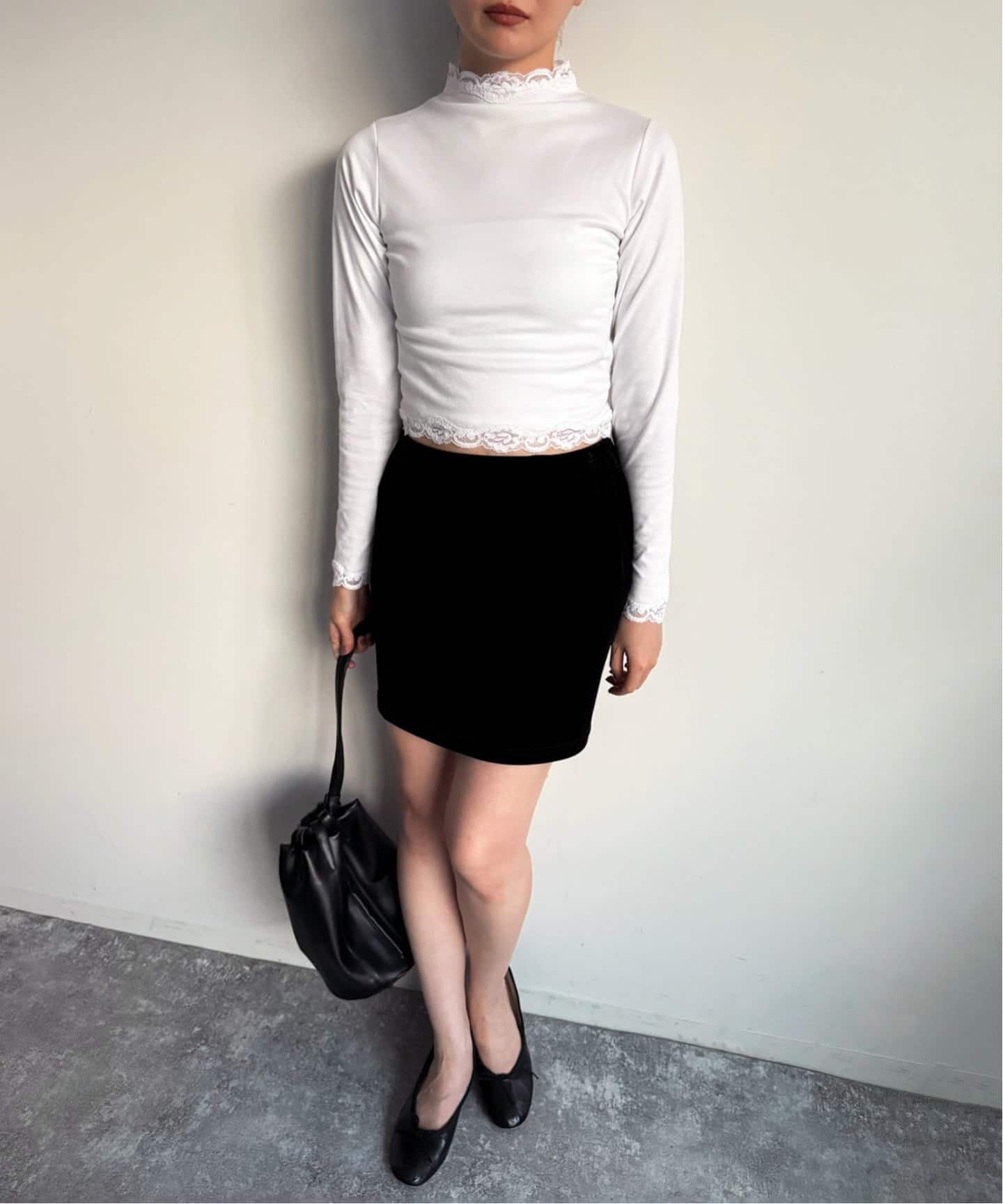 追加》レーストリムハイネックトップ（Tシャツ／カットソー