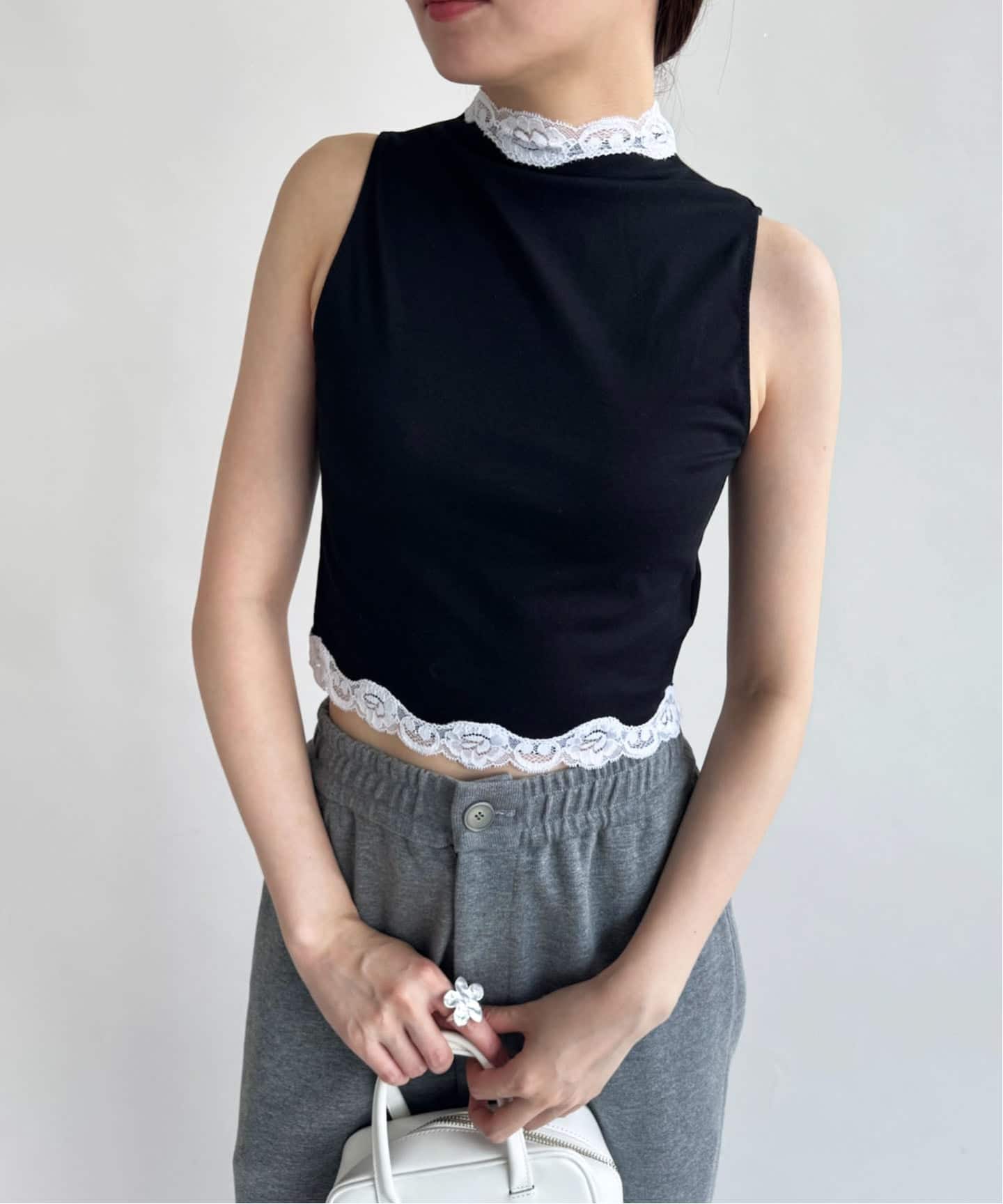 レーストリムノースリーブトップ（Tシャツ／カットソー）｜EDIT.FOR