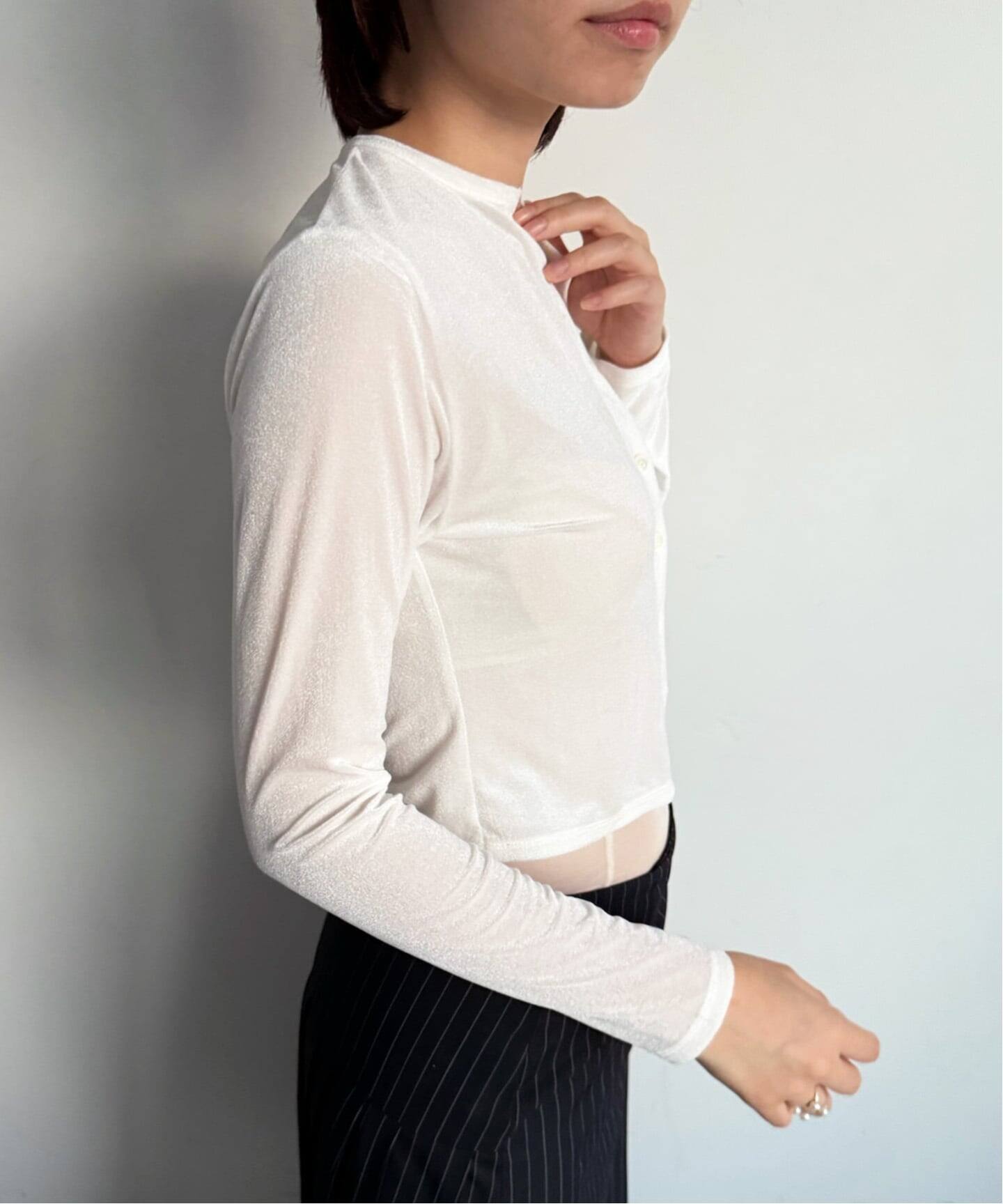 【新品・未使用】EDIT.FOR LULU シアーベロアカーディガン　ピンク シアーベロアカーディガン（カーディガン）｜EDIT.FOR LULU