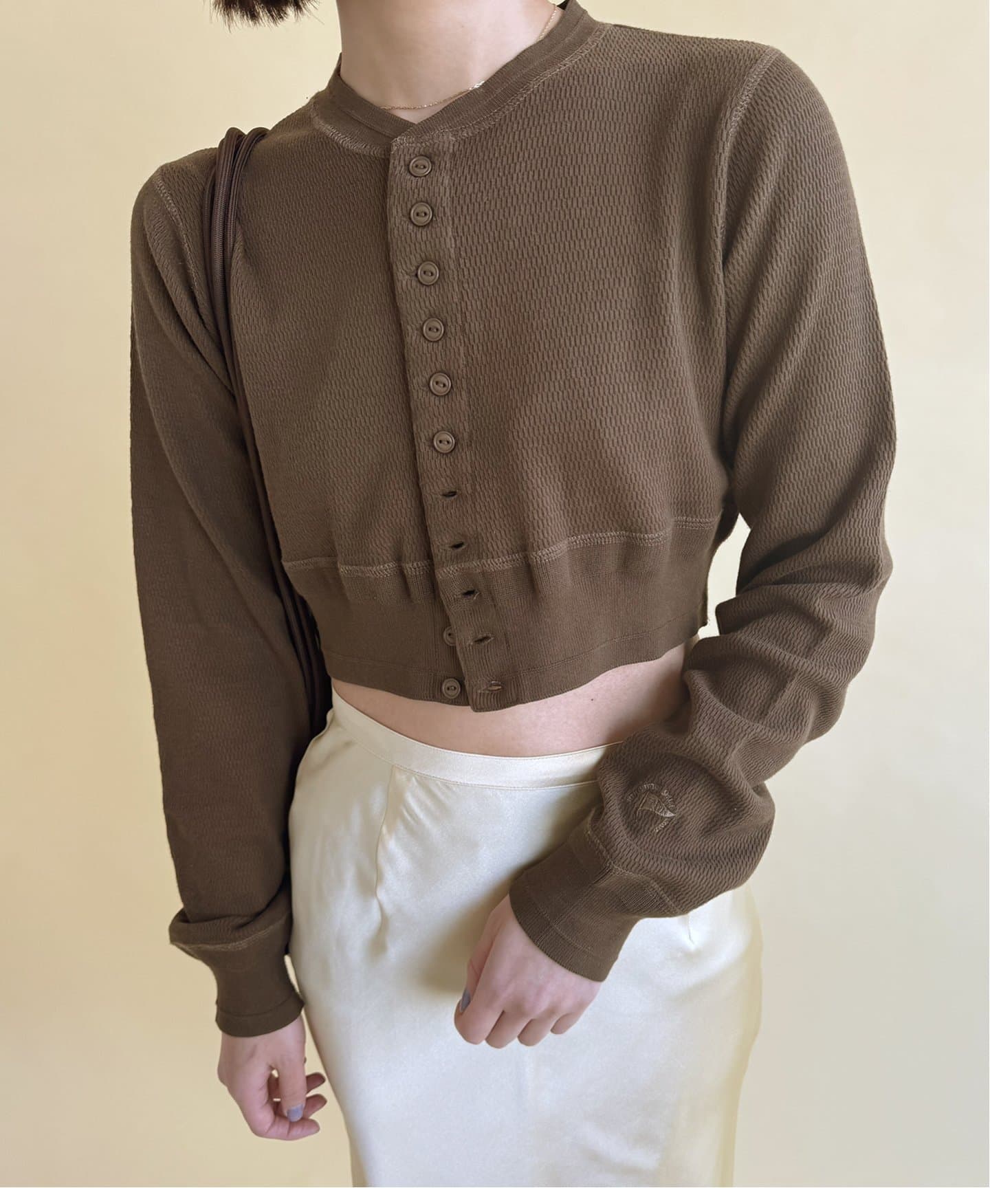 完売色　FAITH×LULU サーマルカーディガン　オートミール 完売色 FAITH×LULU サーマルカーディガン オートミール