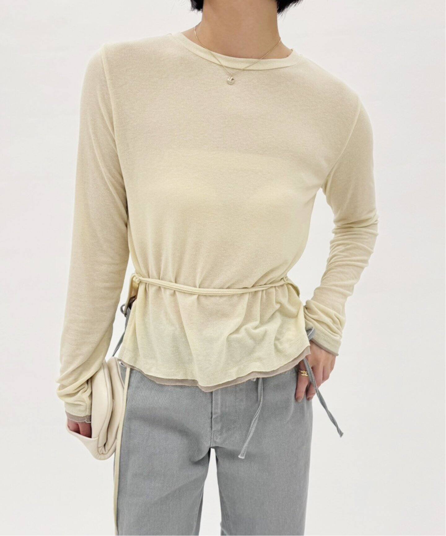VERSO/ヴェルソ】Color Blocked LS T-shirt（Tシャツ／カットソー 