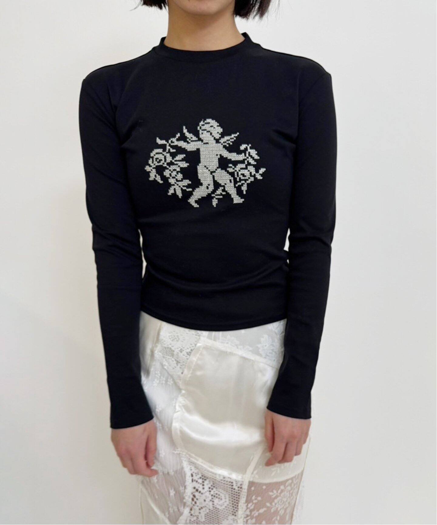 YUHAN WANG/ユハン ワン】angel embroidered long sleeve（Tシャツ 