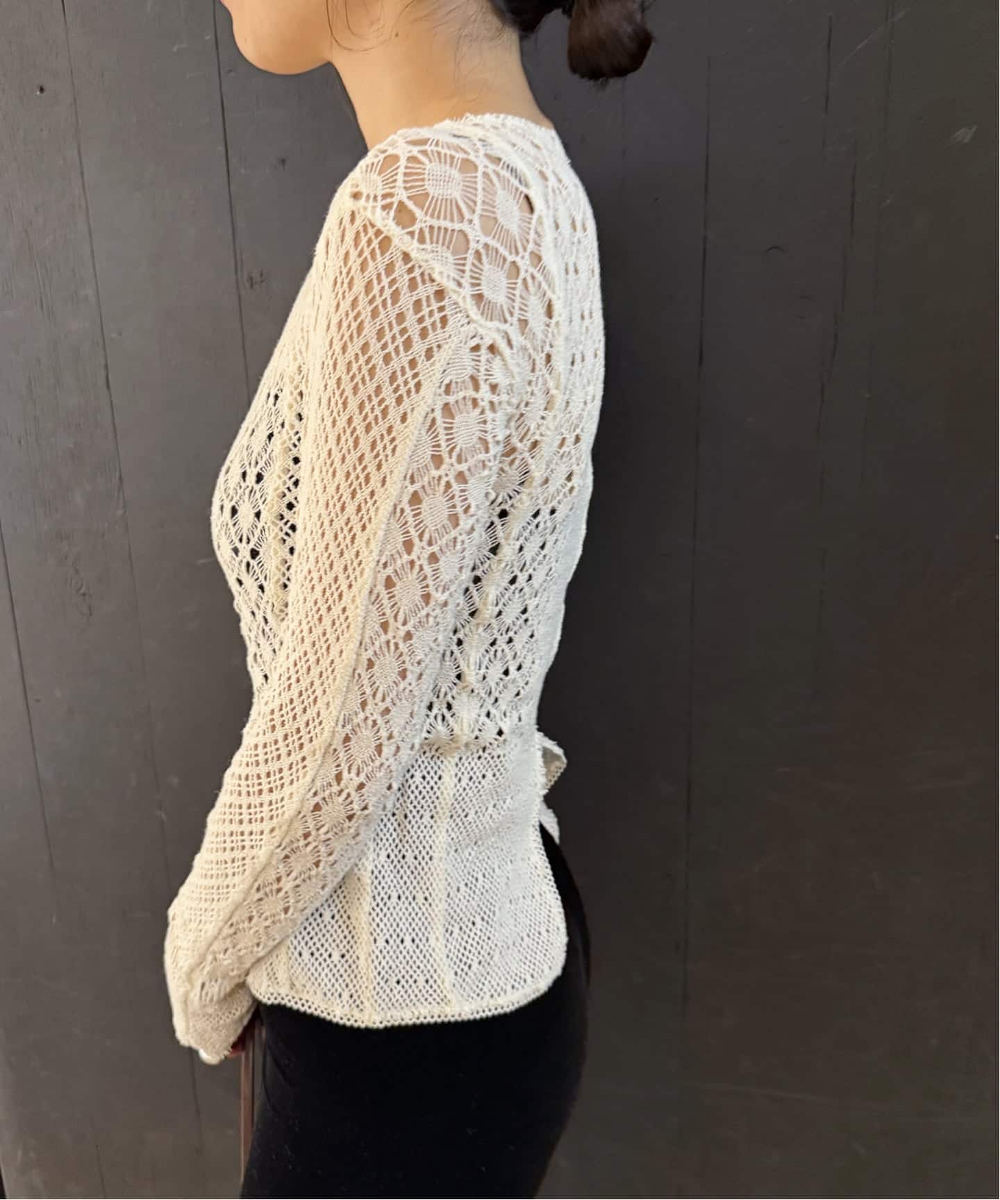 euchronia ユークロニア　トップス EUCHRONIA/ユークロニア】Stretch lace long sleeve tee（Tシャツ