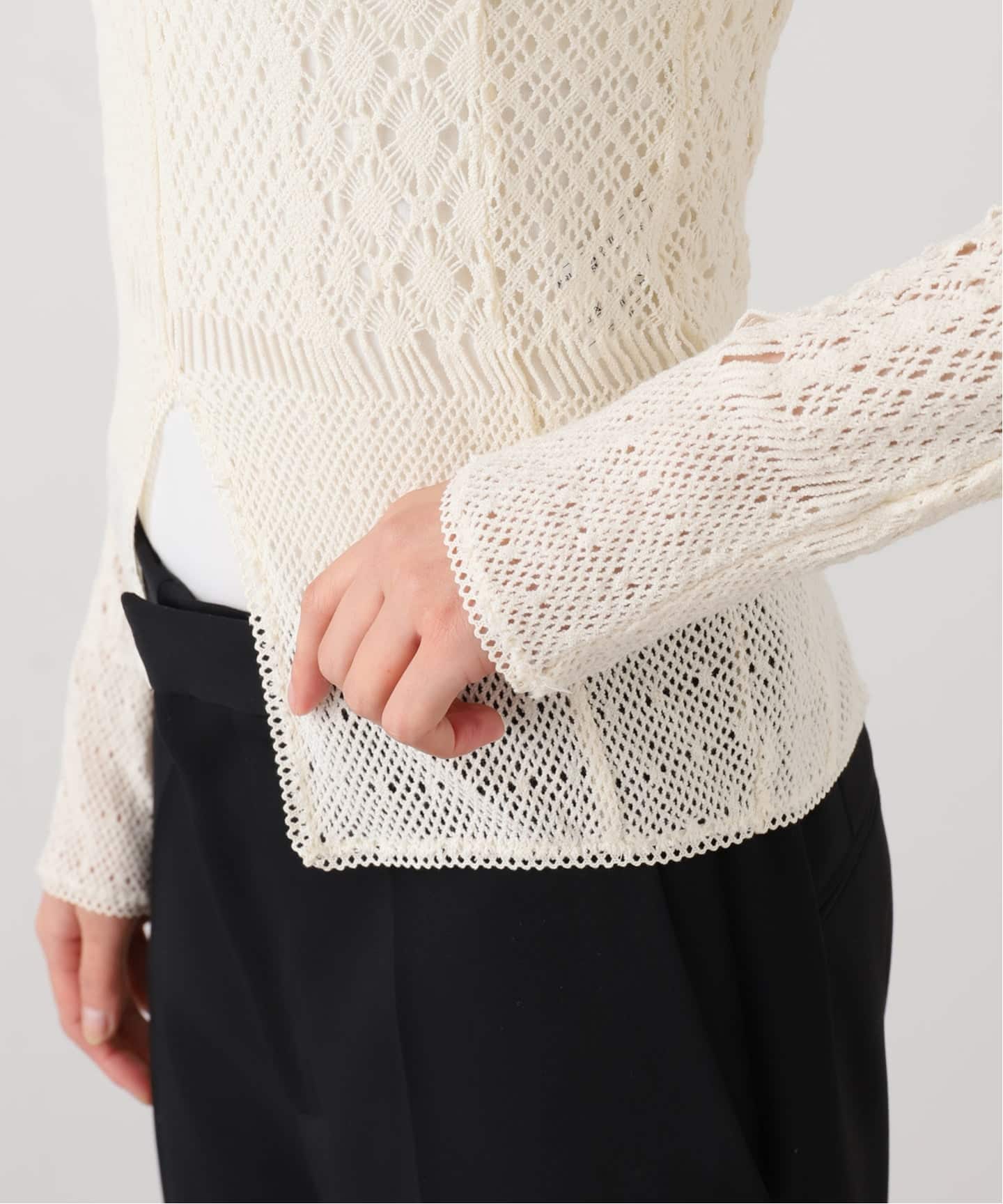 EUCHRONIA/ユークロニア】Stretch lace long sleeve tee（Tシャツ