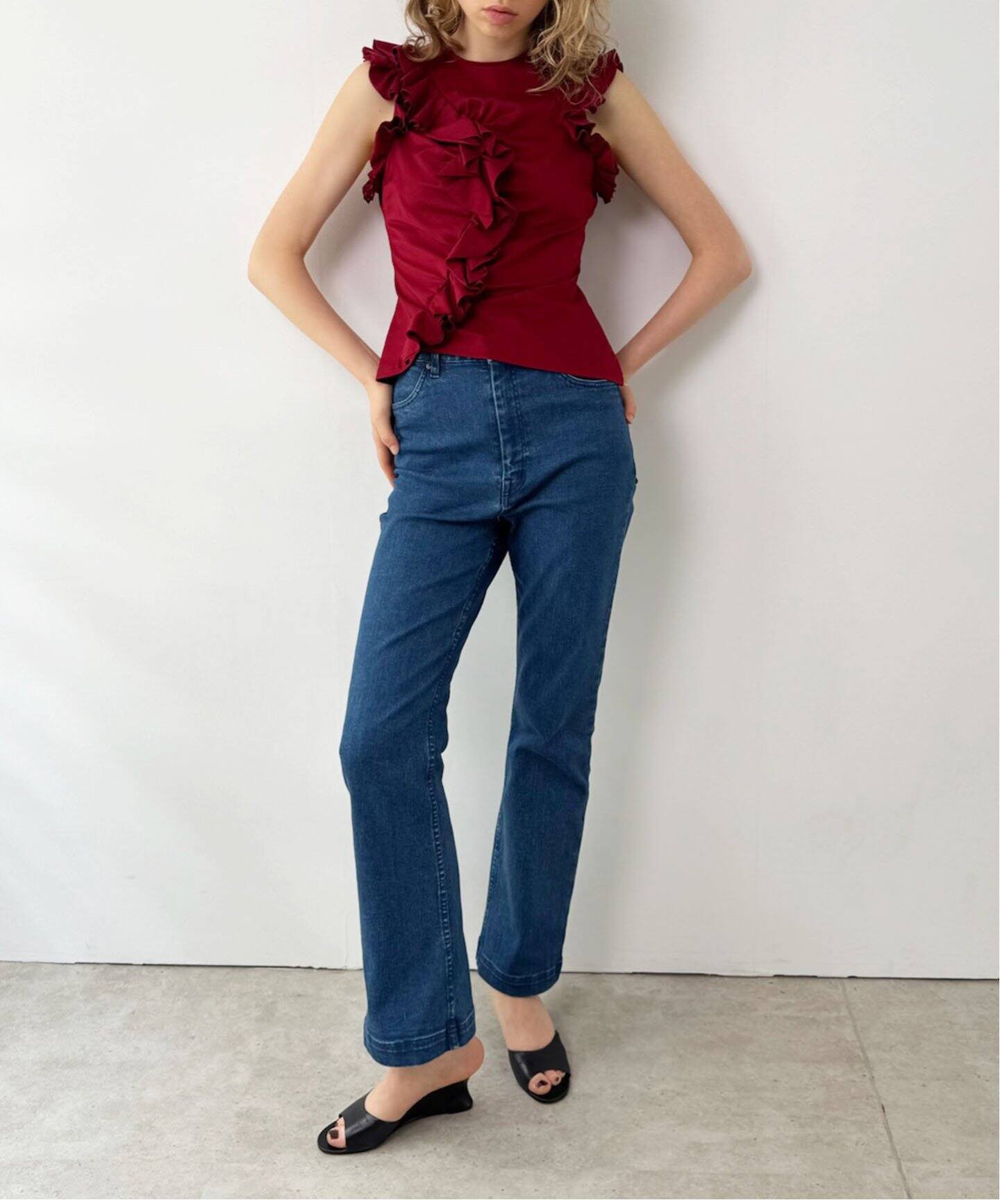 タンクトップ ノースリーブ 「naoki tomizuka for LULU」frill blouse tee レディース naoki tomizuka for LULU】frill blouse tee（Tシャツ