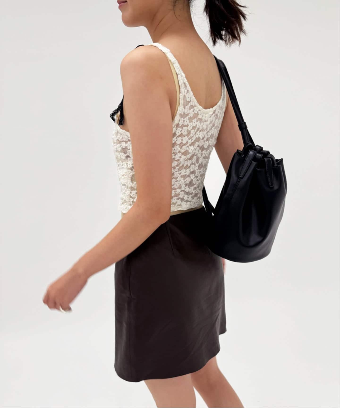 YUHAN WANG/ユハン ワン】bow tie lace top（Tシャツ