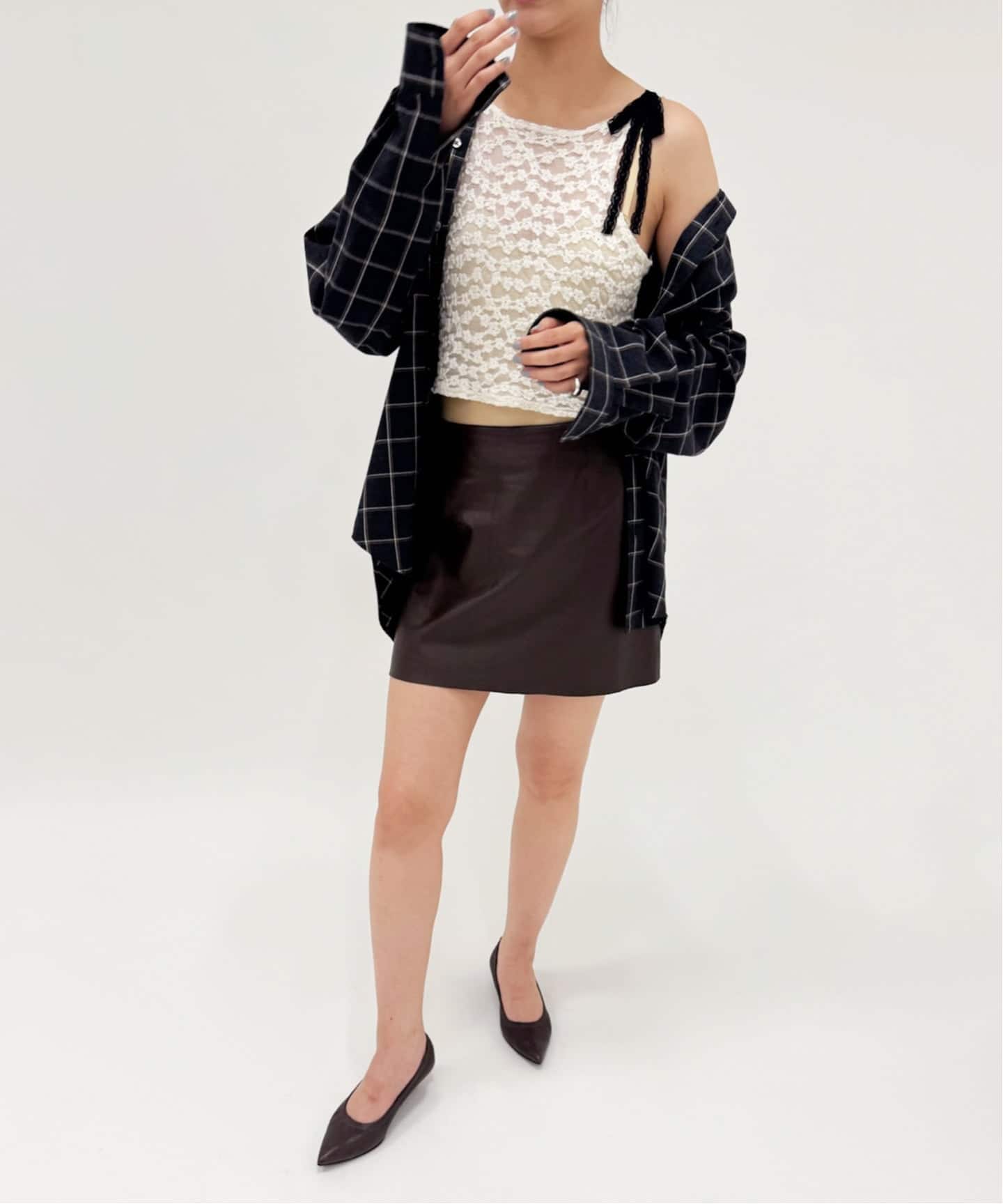YUHAN WANG/ユハン ワン】bow tie lace top（Tシャツ