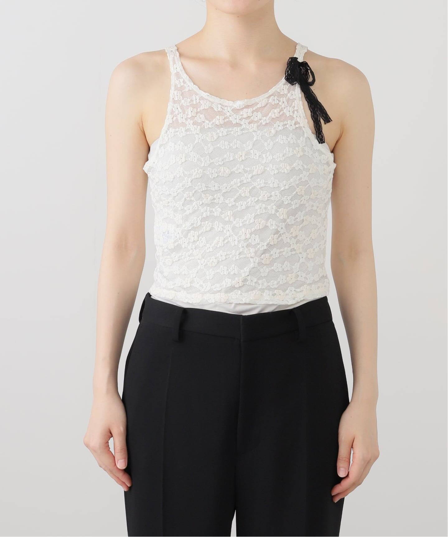 yuhan wang レース　ブラウス　トップス　ユハンワン YUHAN WANG/ユハン ワン】collared stripe lace polotop（Tシャツ