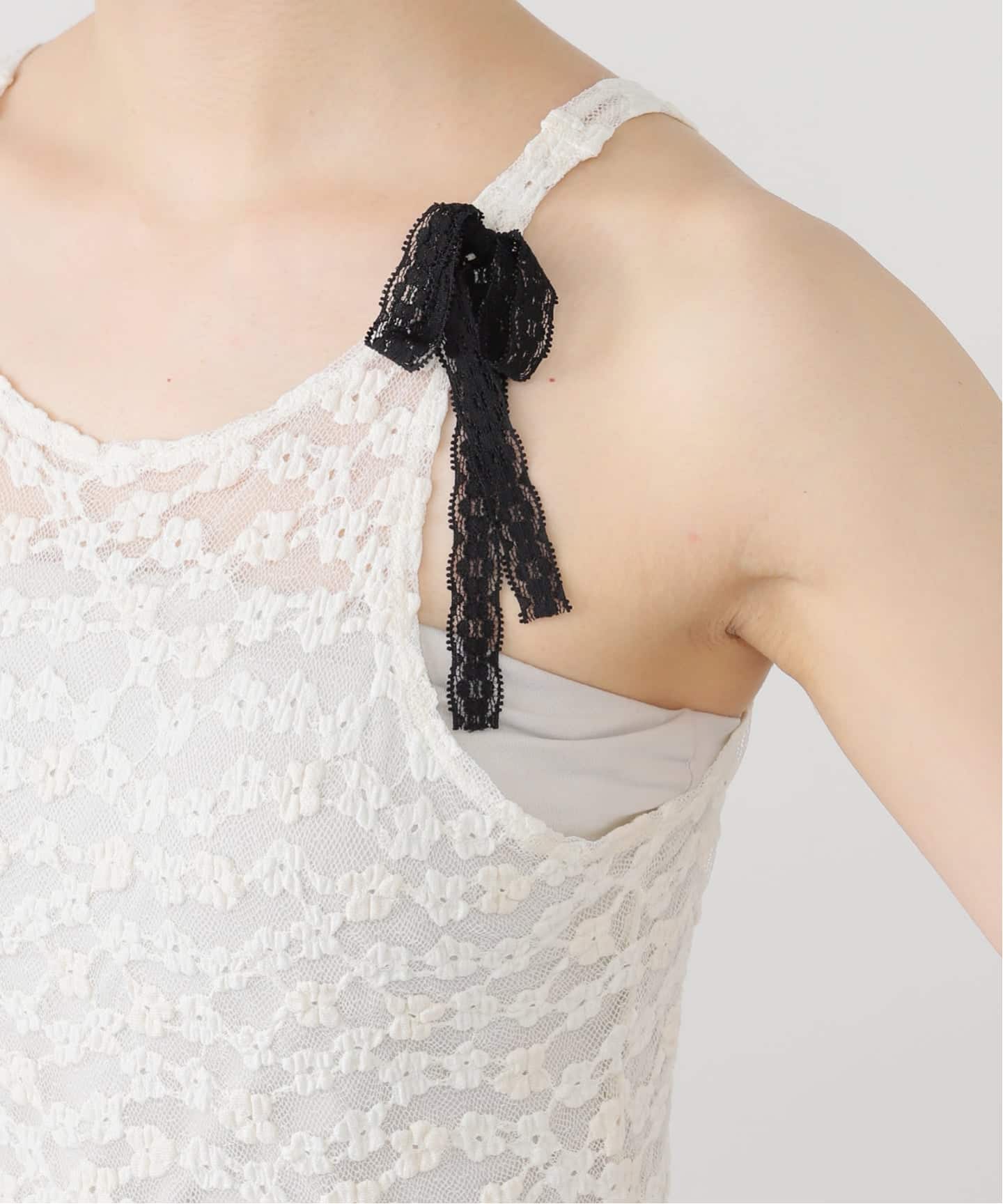yuhan wang レーストップス YUHAN WANG/ユハン ワン】collared stripe lace polotop（T