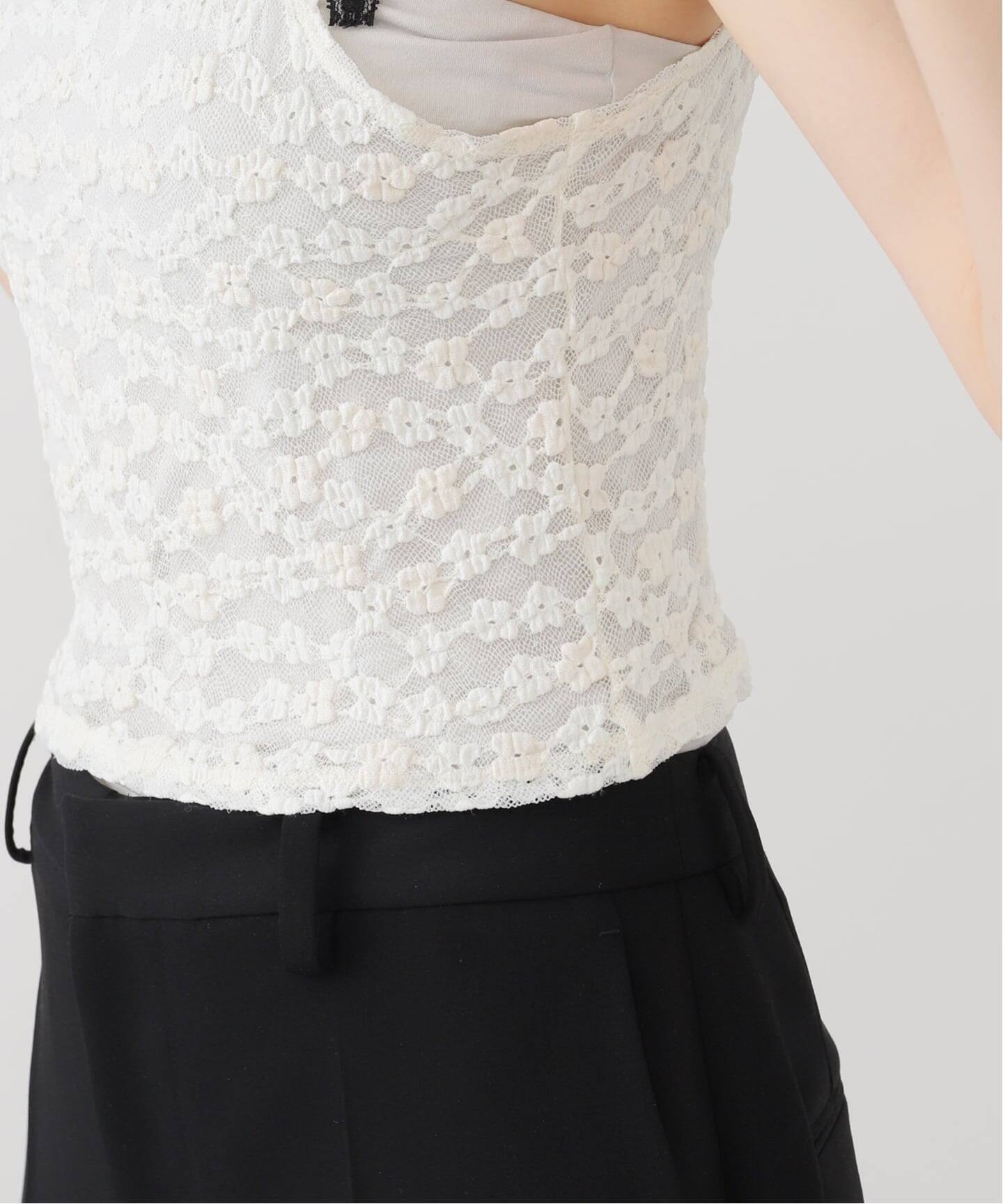 yuhan wang ユハンワン レースカッソトー YUHAN WANG/ユハン ワン】bow tie lace top（Tシャツ