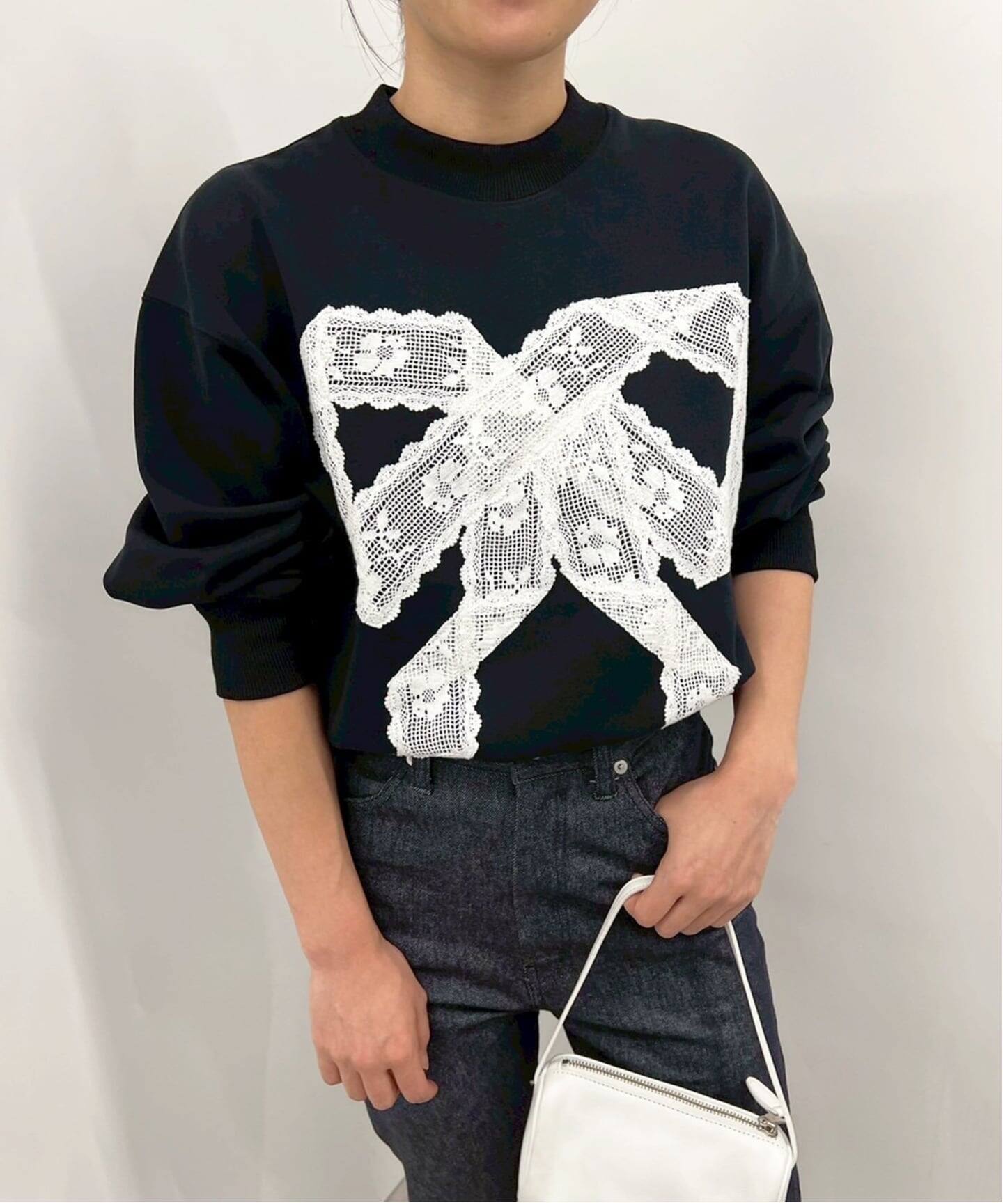 【新品未使用】Yuhan Wang lace bow sweatshirt M 追加》【Yuhan Wang for LULU】lace bow sweatshirt（スウェット