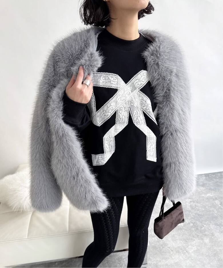 Yuhan Wang for LULU】lace bow sweatshirt（Tシャツ／カットソー 