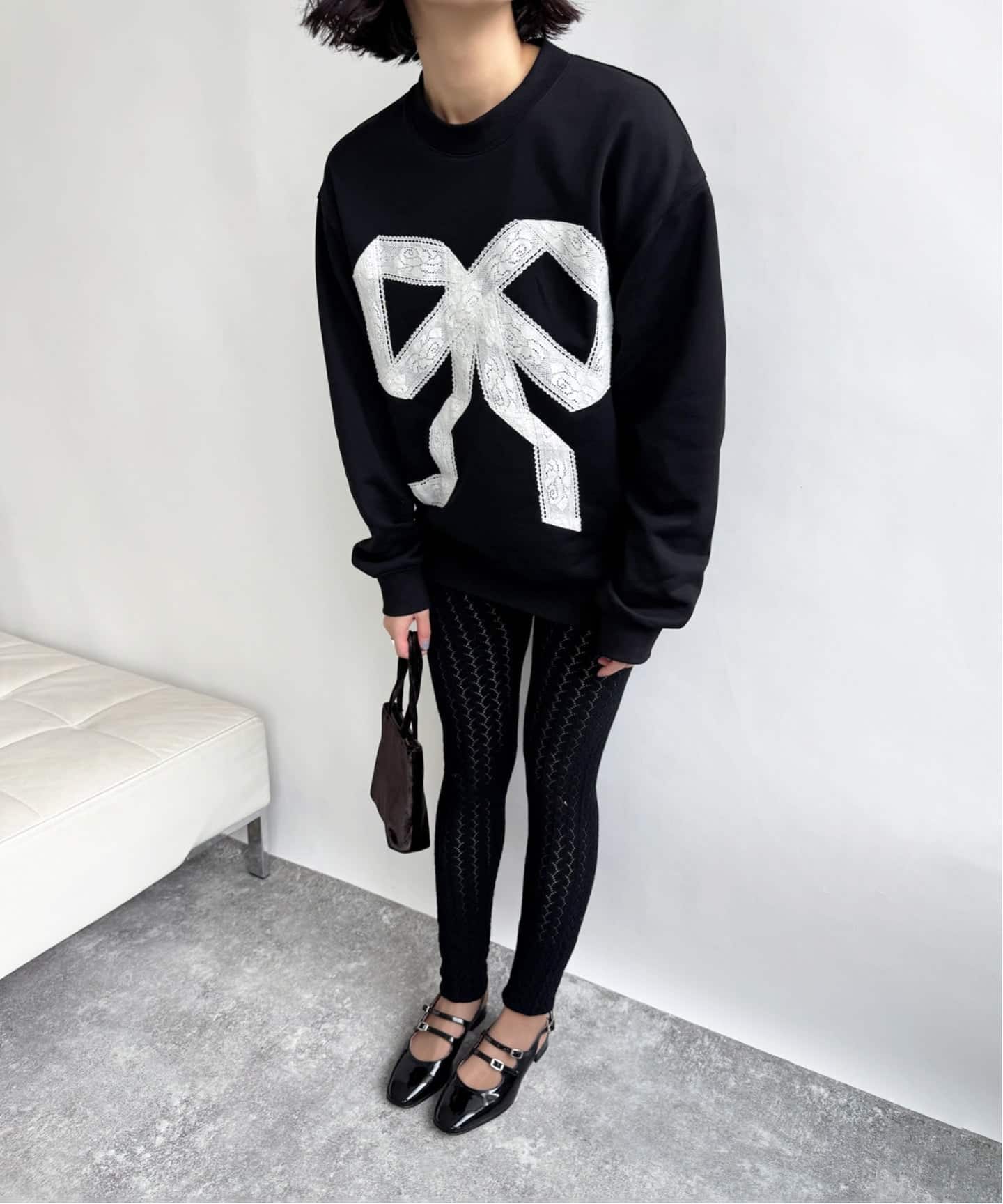 Yuhan Wang for LULU】lace bow sweatshirt（Tシャツ／カットソー