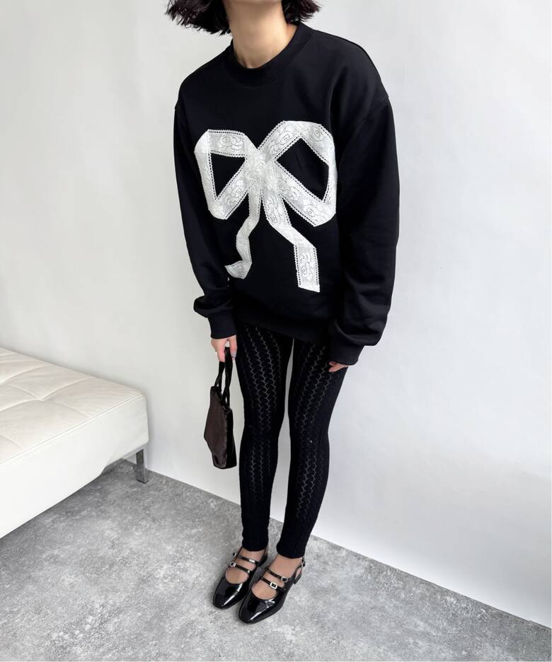 Yuhan Wang for LULU】lace bow sweatshirt（Tシャツ／カットソー 