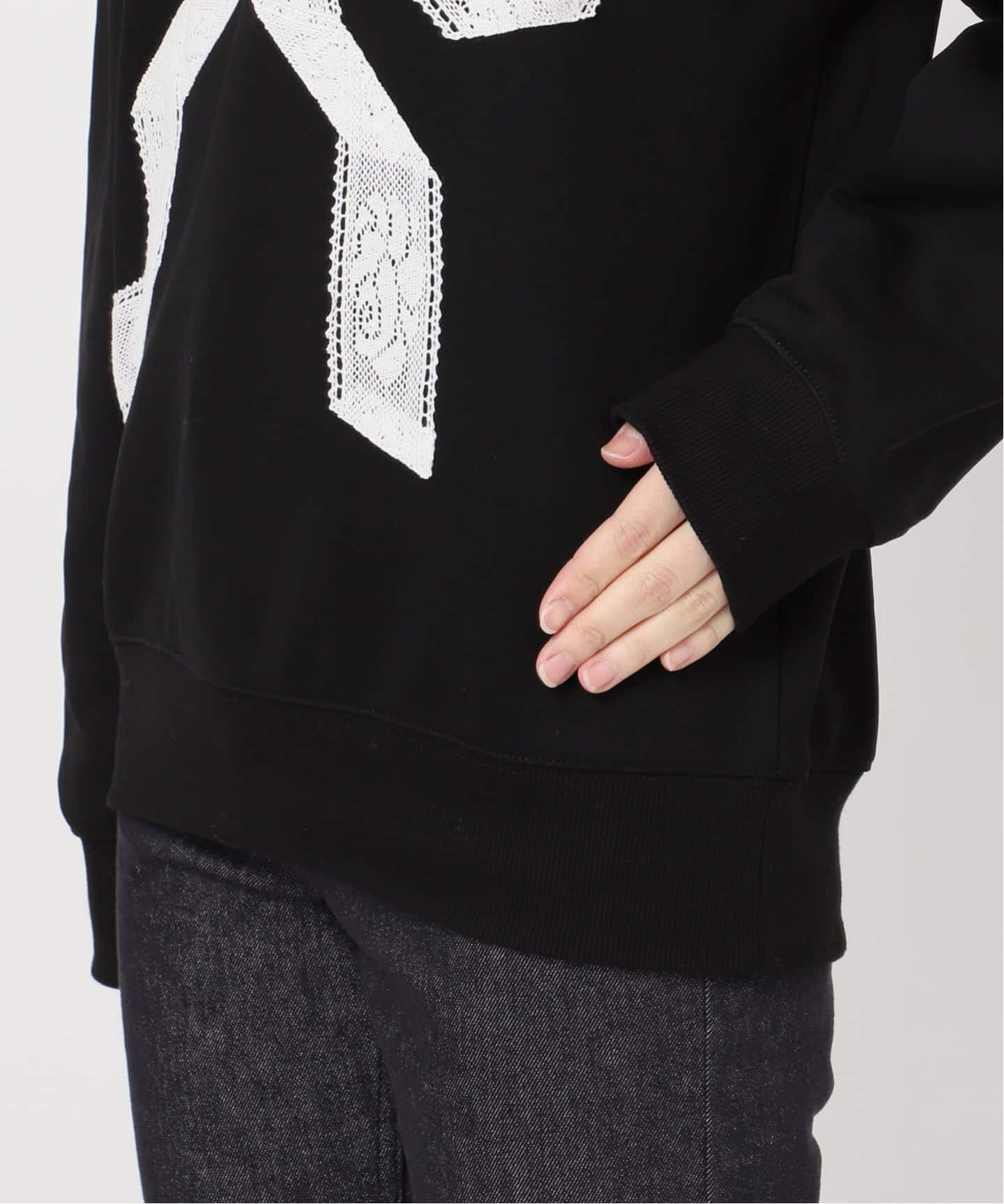 Yuhan Wang for LULU】lace bow sweatshirt（Tシャツ／カットソー