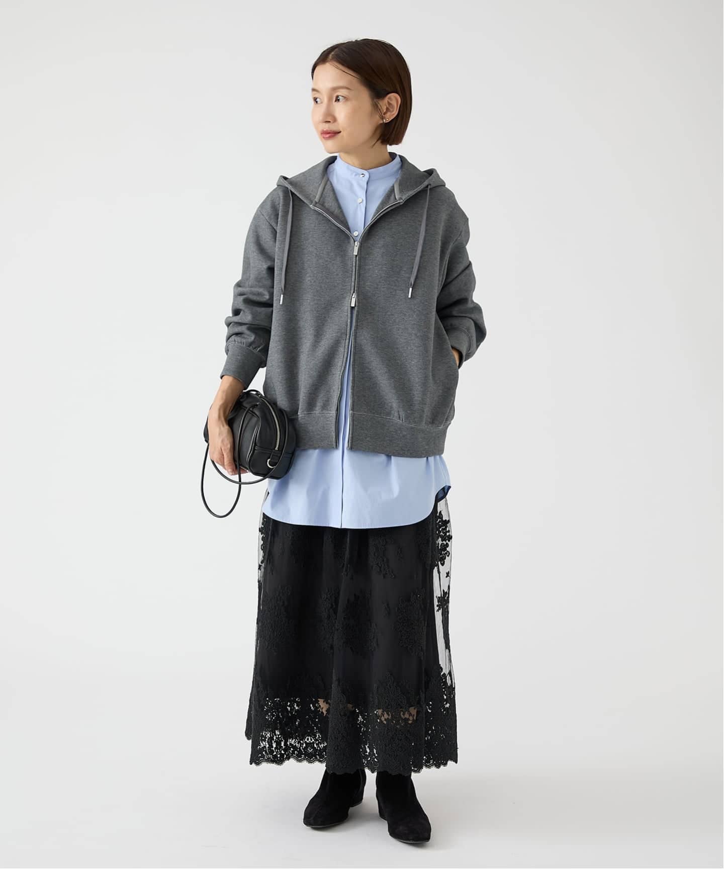 ベアWニットコンパクトジップアップフーディー（パーカー